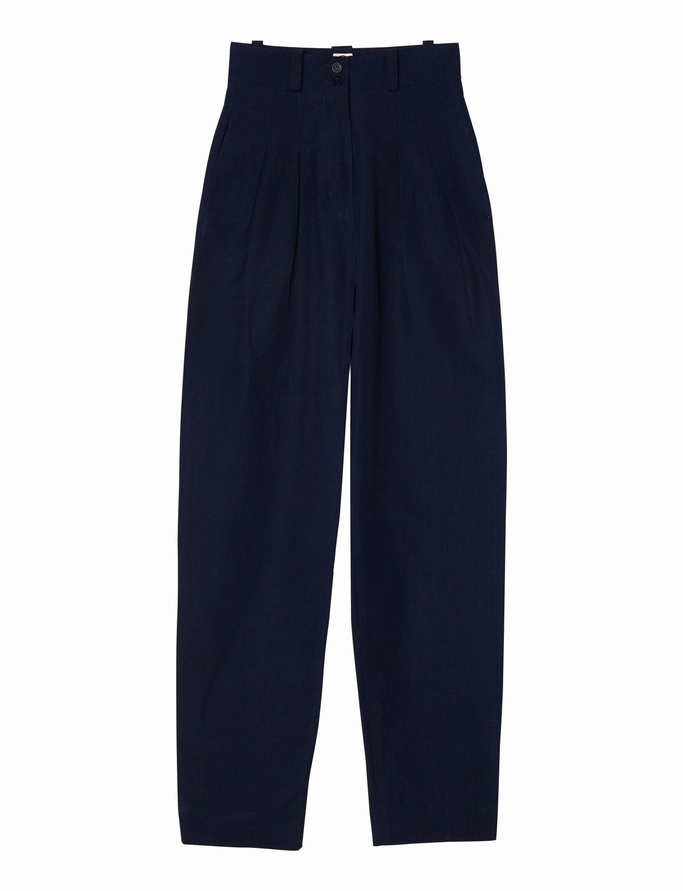Pantalón Atalia azul marino de algodón y lino