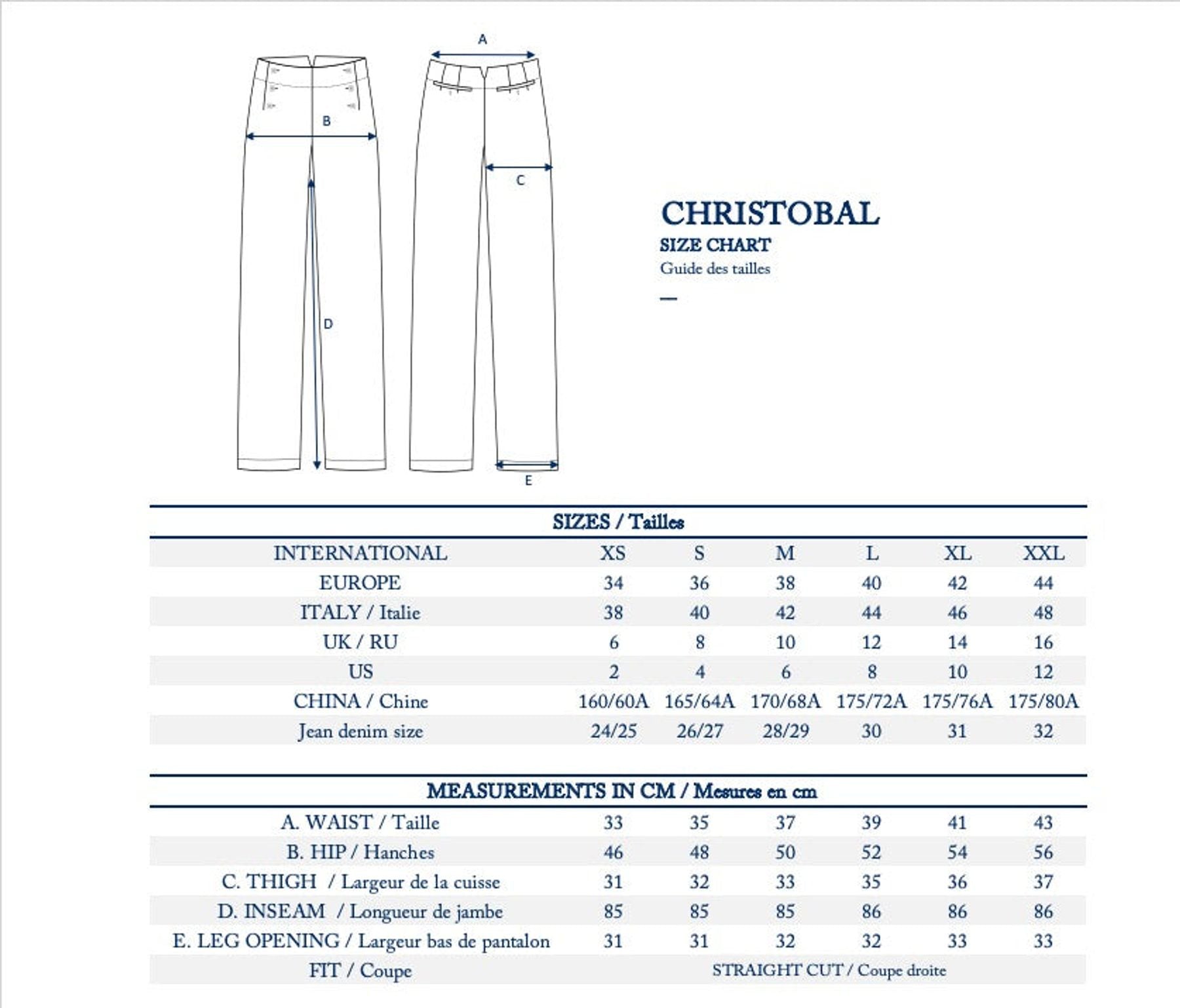 Pantalones de algodón azul marino Constantin