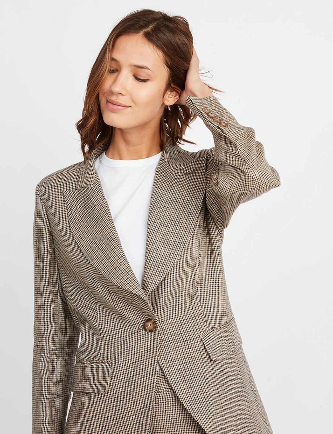 Gaelle Hahnentritt-Jacke aus Leinen