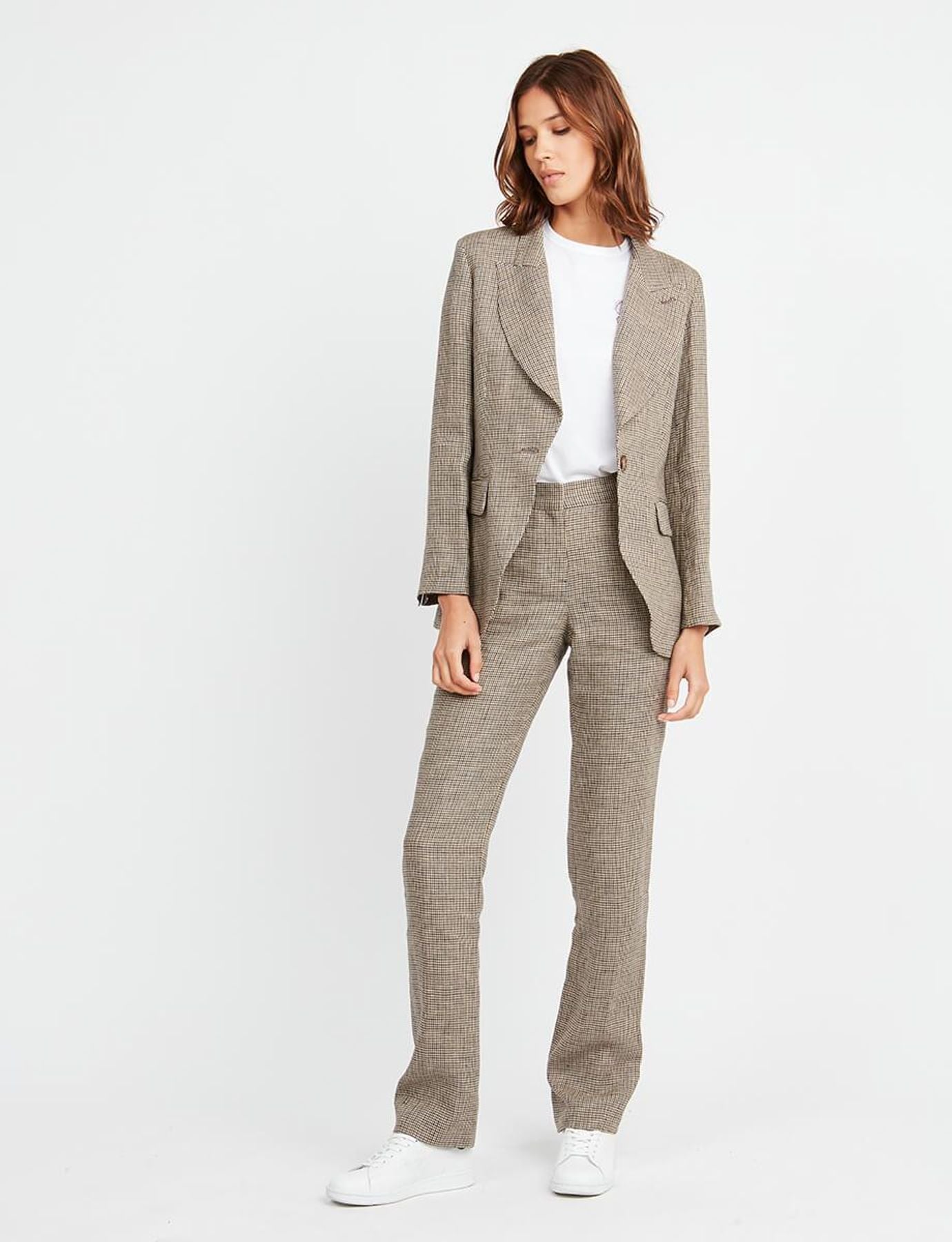 Giacca Gaelle in houndstooth lino