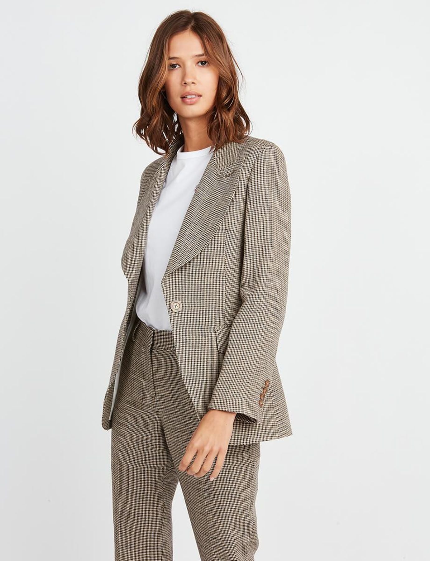 Gaelle Hahnentritt-Jacke aus Leinen