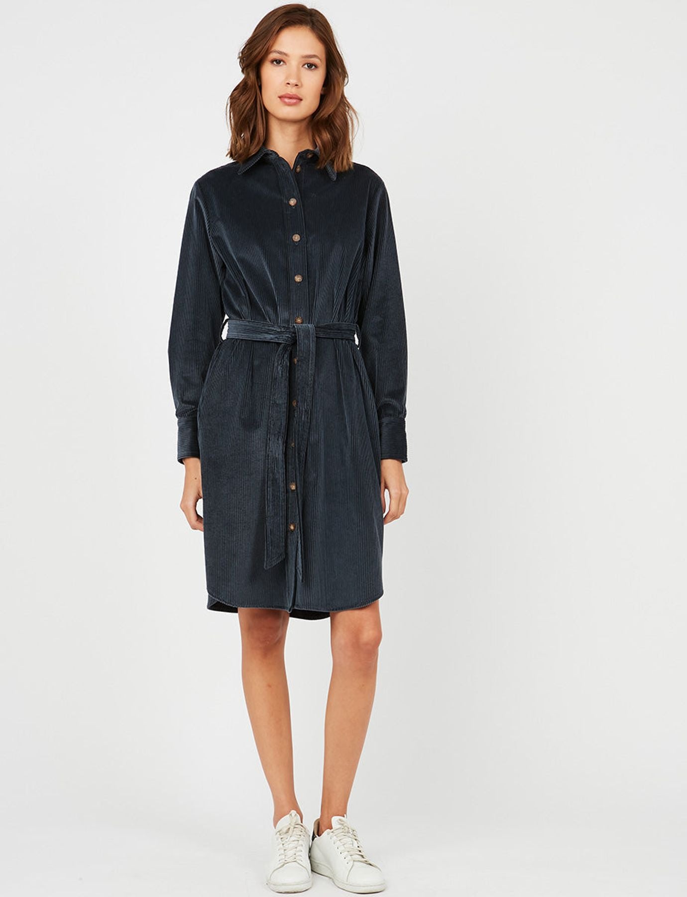 Vestido camisero de terciopelo azul Amour