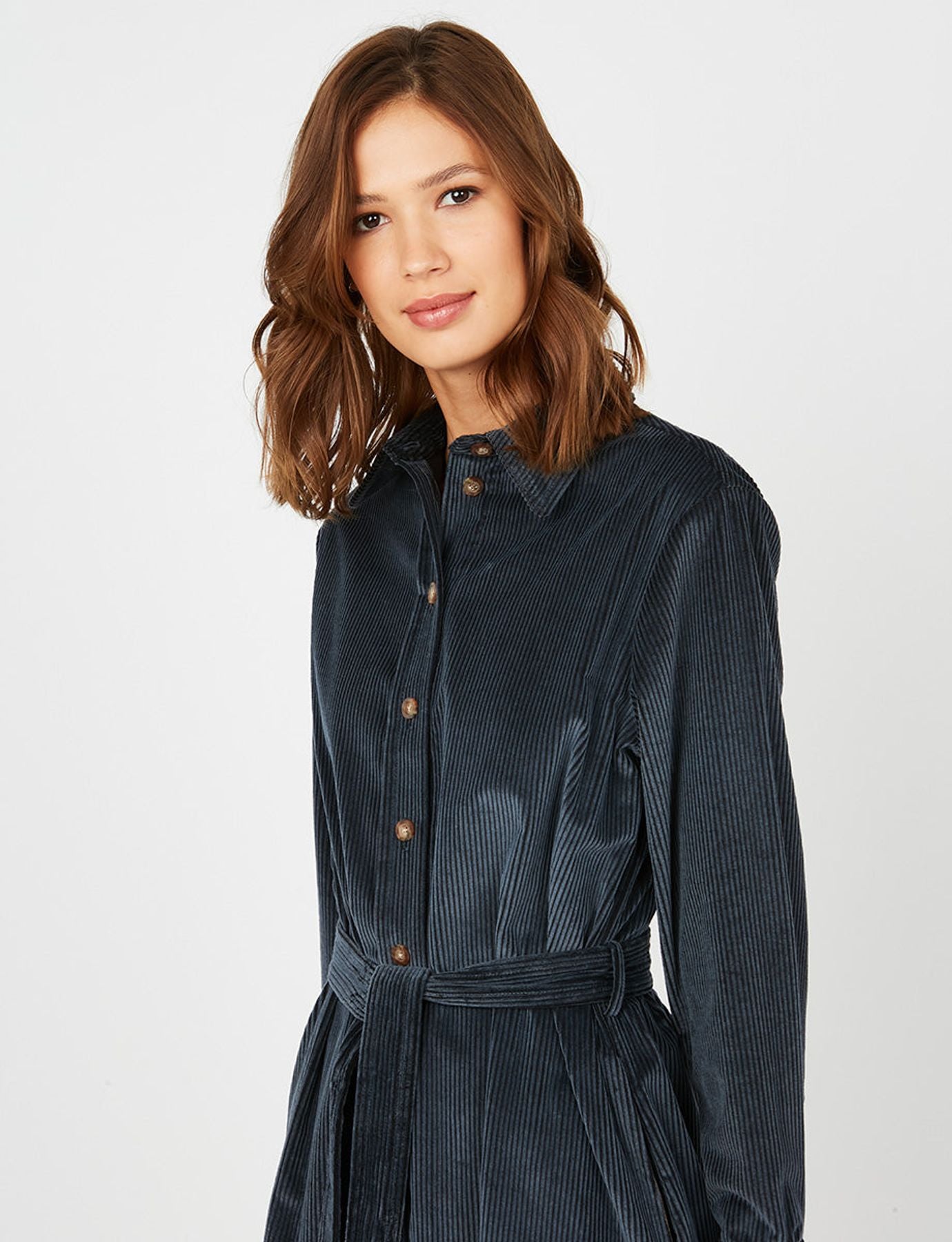 Vestido camisero de terciopelo azul Amour
