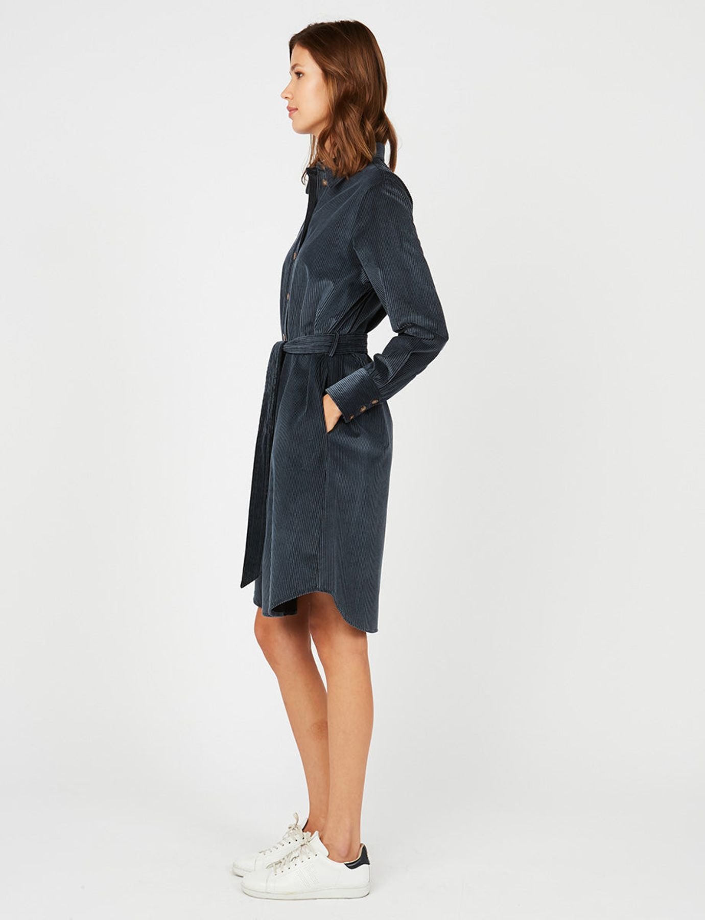 Vestido camisero de terciopelo azul Amour
