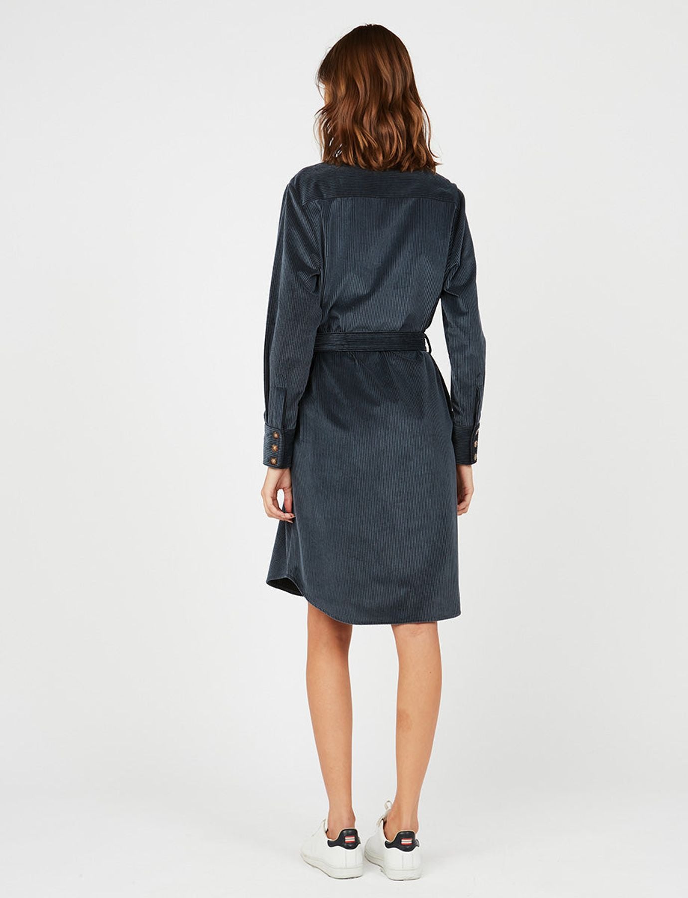 Vestido camisero de terciopelo azul Amour
