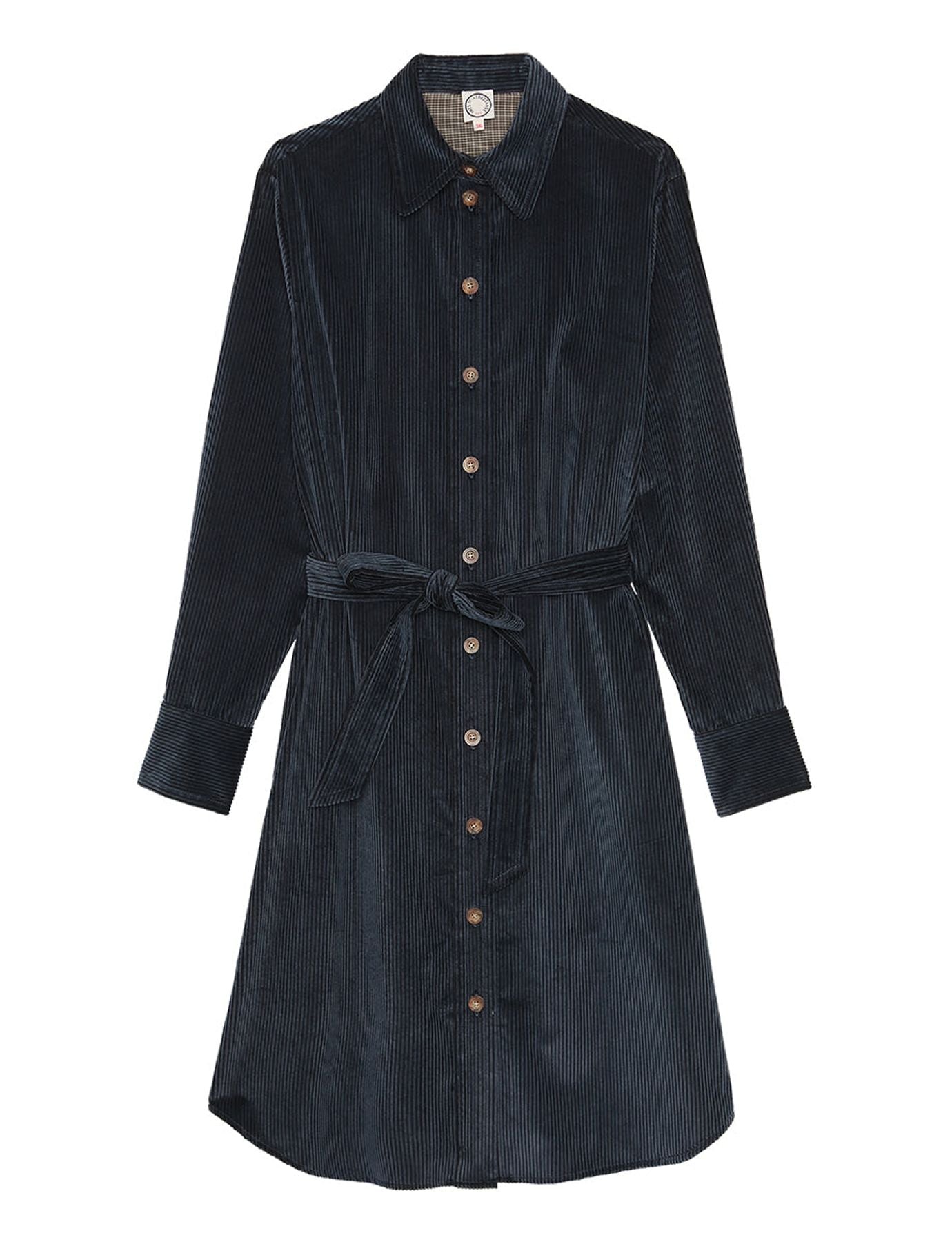 Vestido camisero de terciopelo azul Amour
