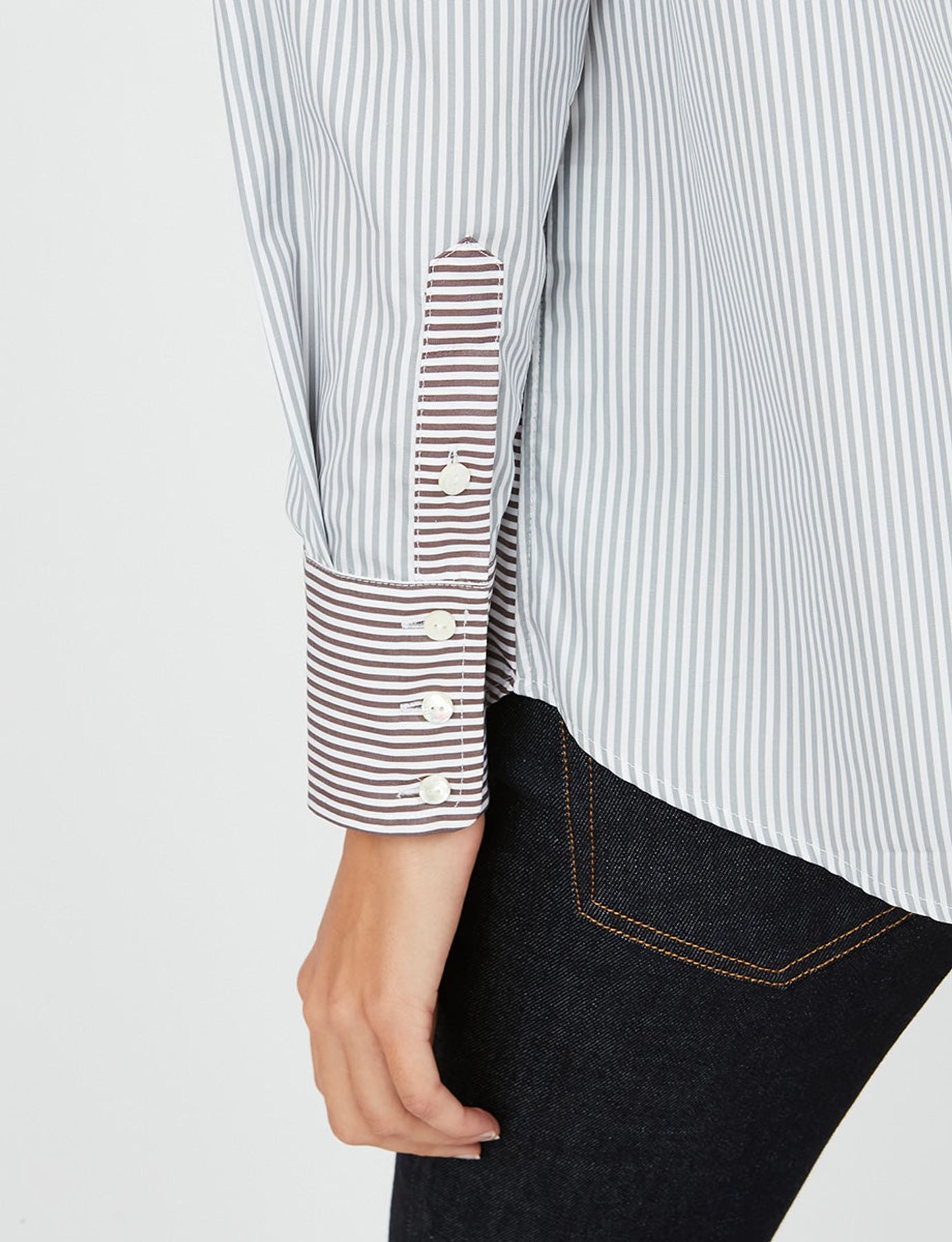 Maureen grey and brown stripes shirt