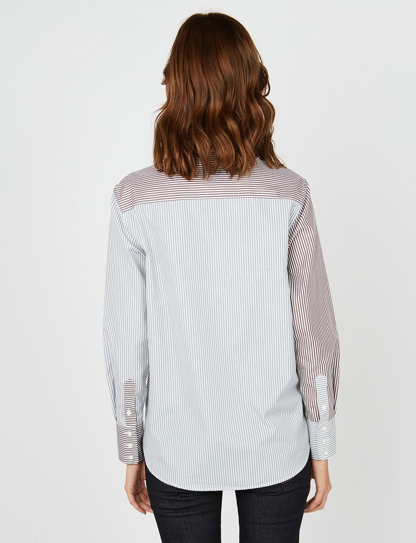 Maureen grey and brown stripes shirt