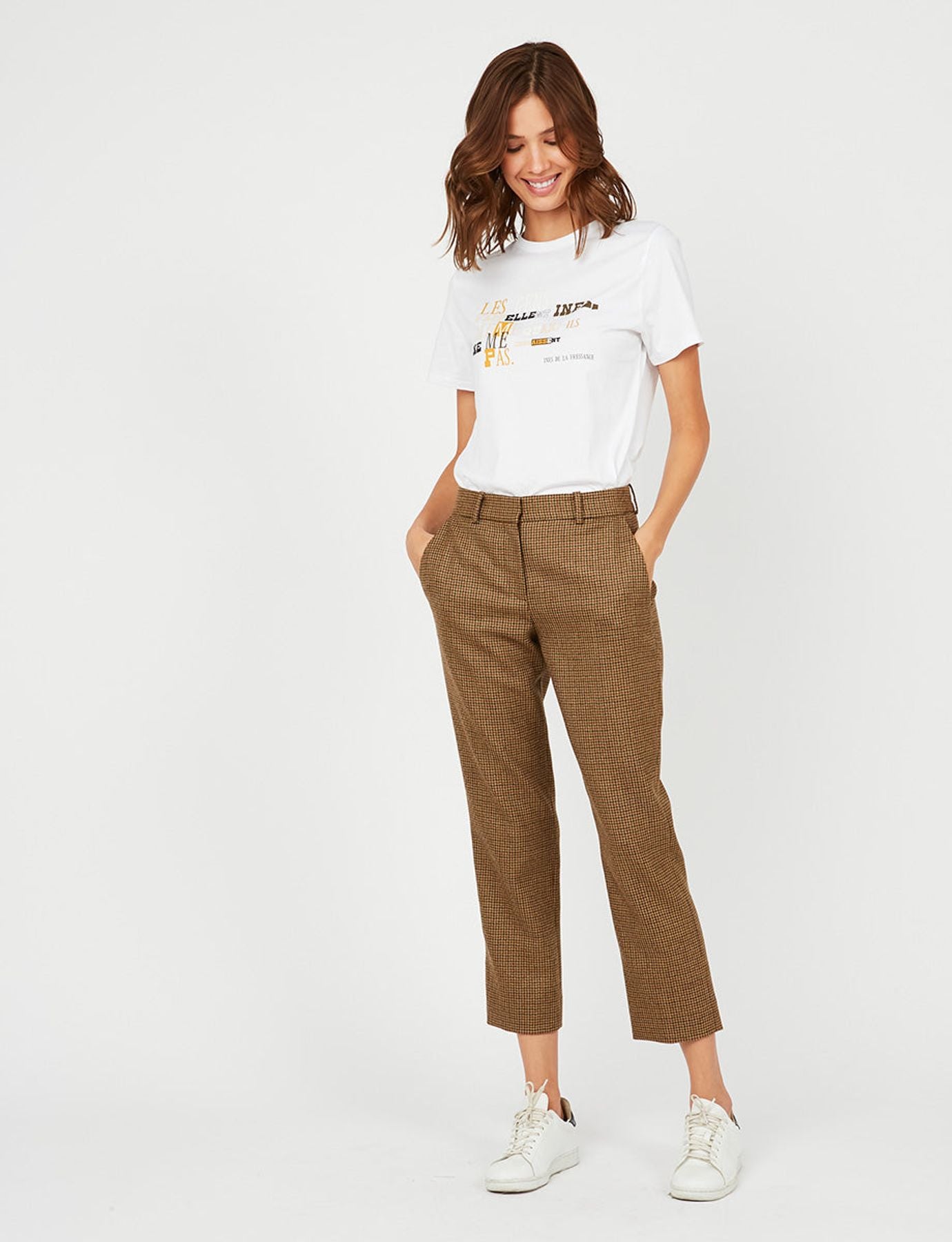 Pantalón Audrey de pura lana y pata de gallo