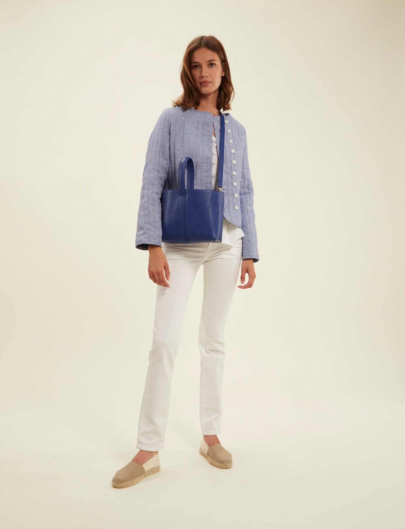 Léonore S cobalt leather bag