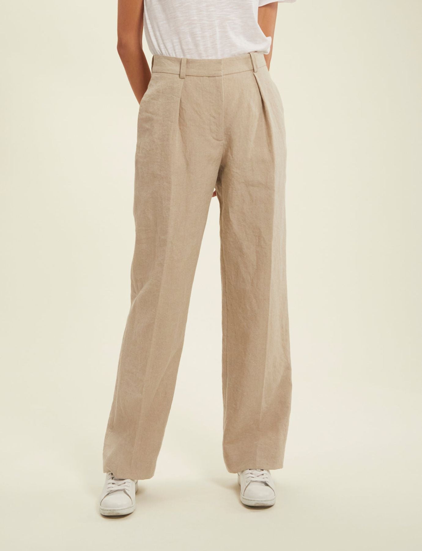 Pantalones Hector de lino beige