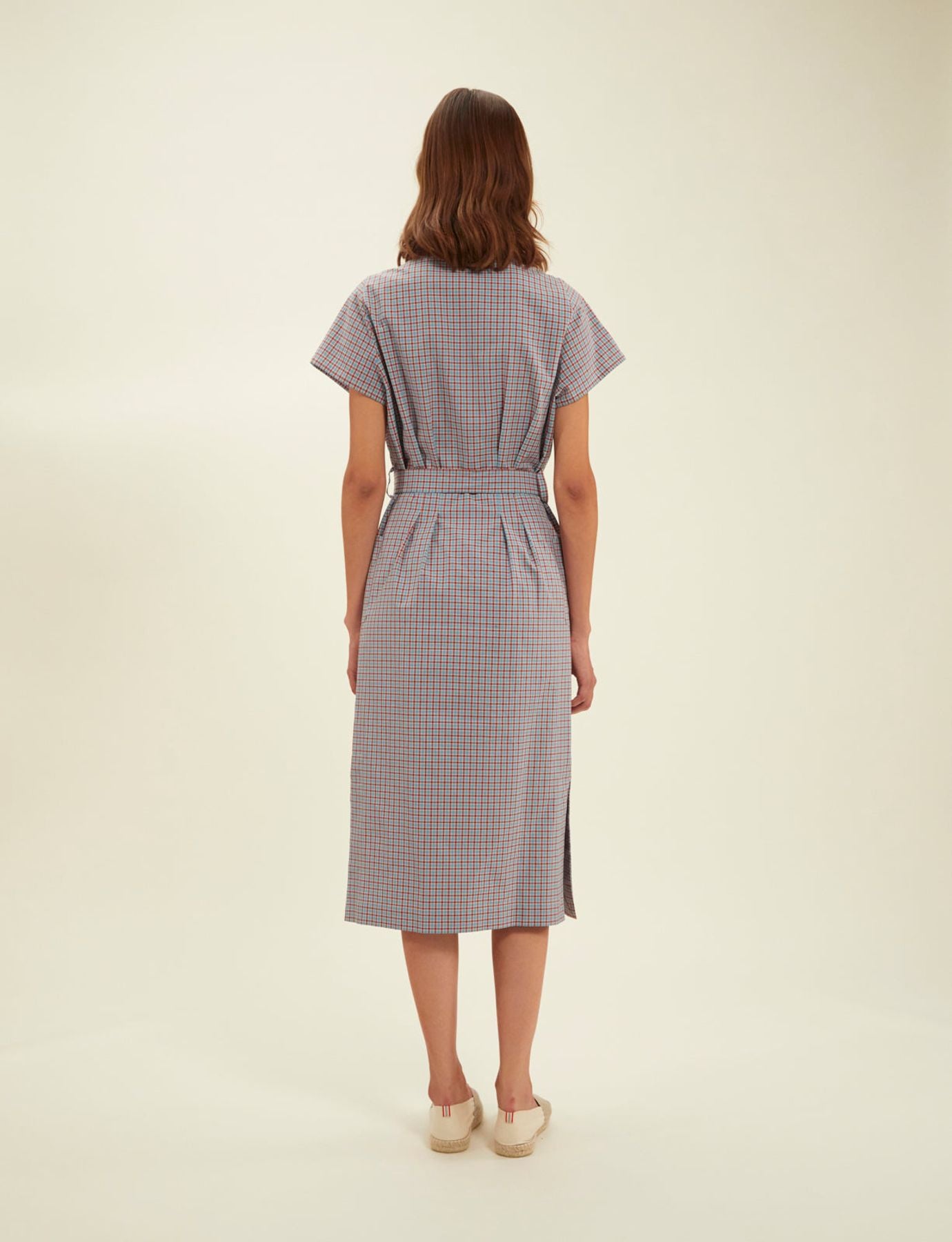 Vestido camisero de cuadros turquesa Ethel