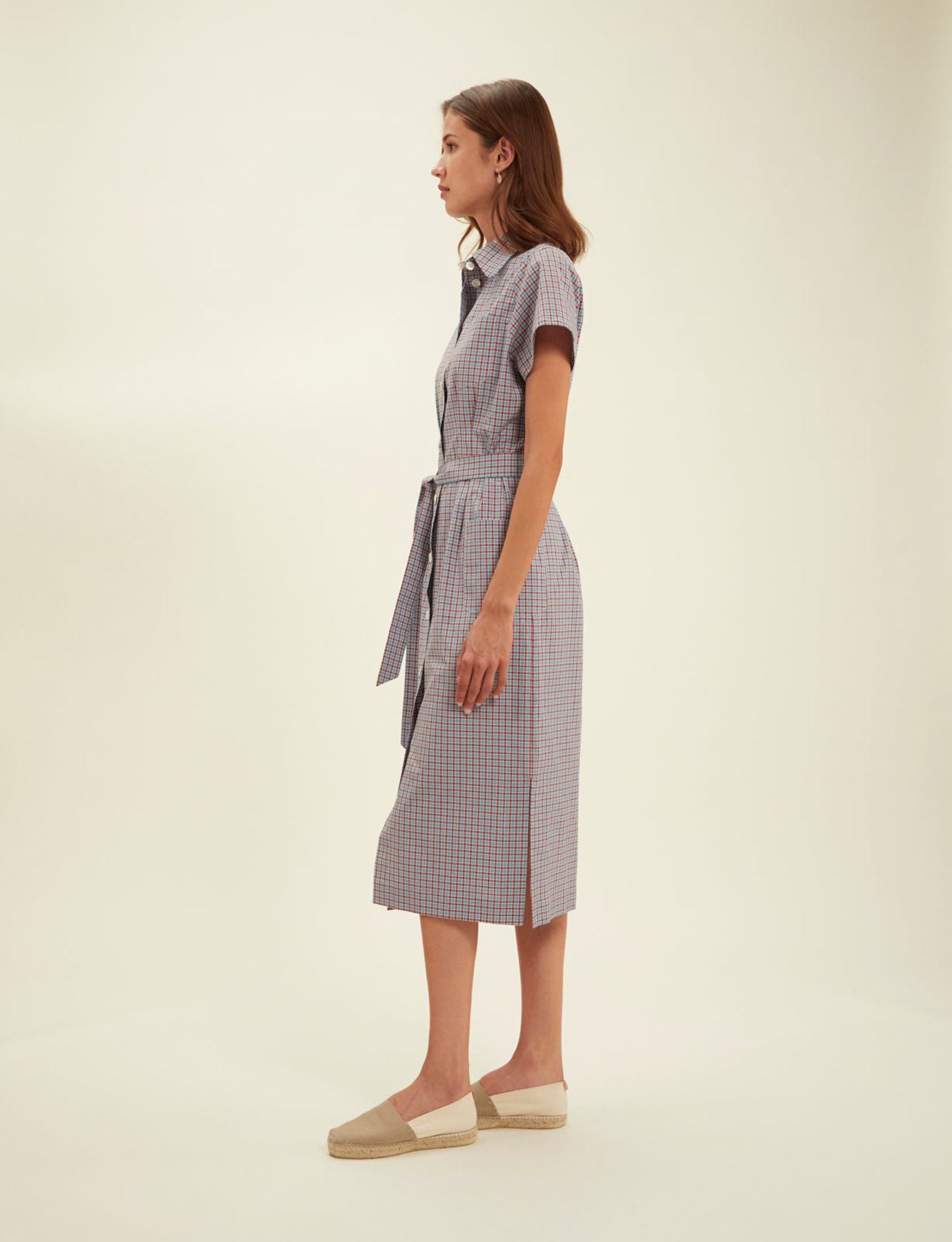 Vestido camisero de cuadros turquesa Ethel