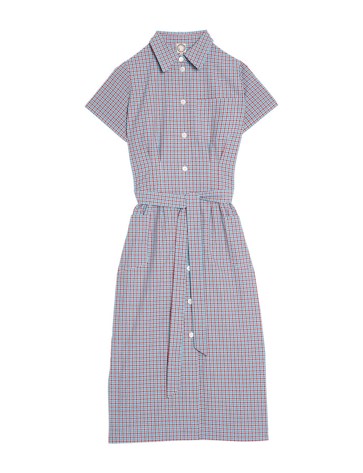 Vestido camisero de cuadros turquesa Ethel