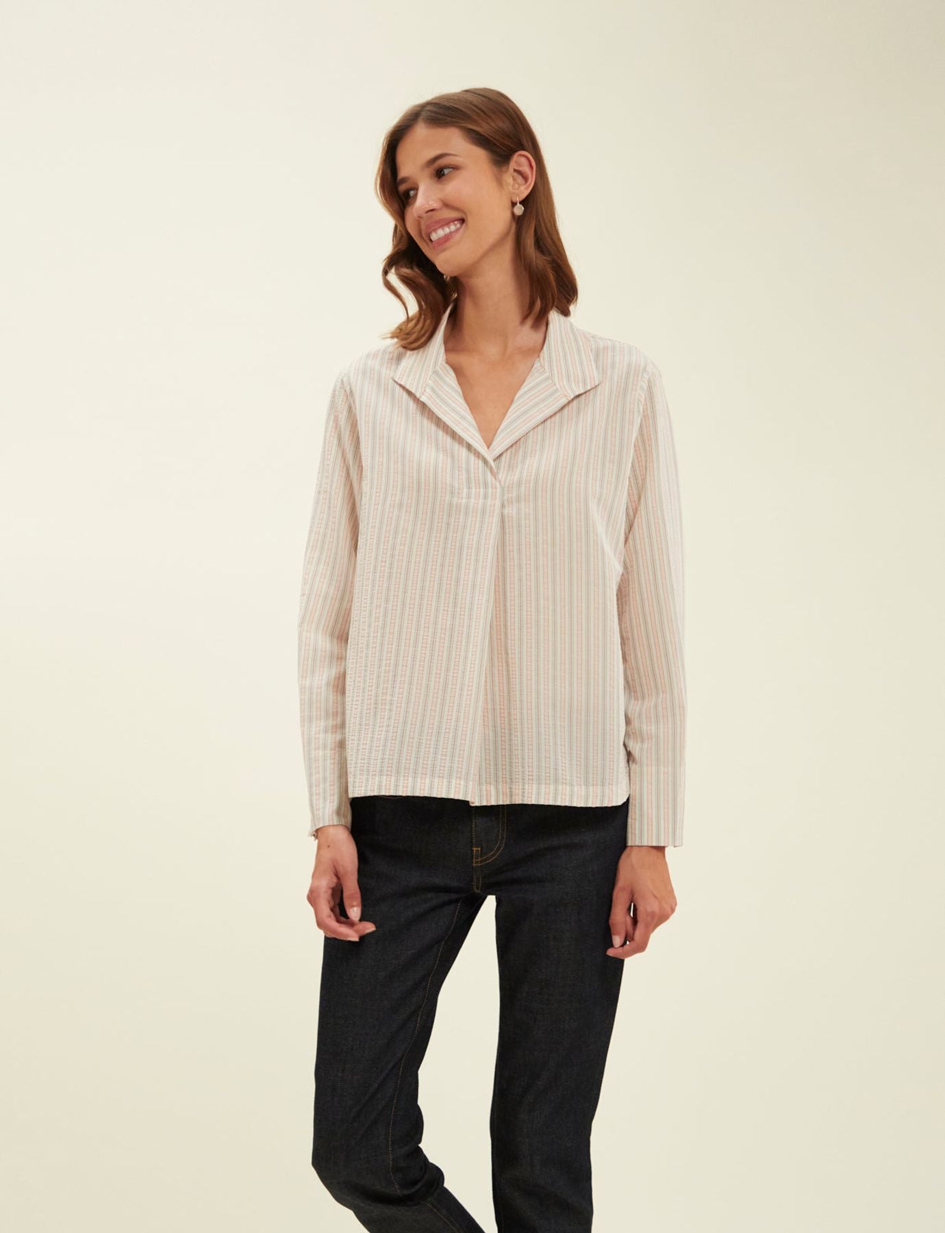 Blusa Noa en crudo con rayas