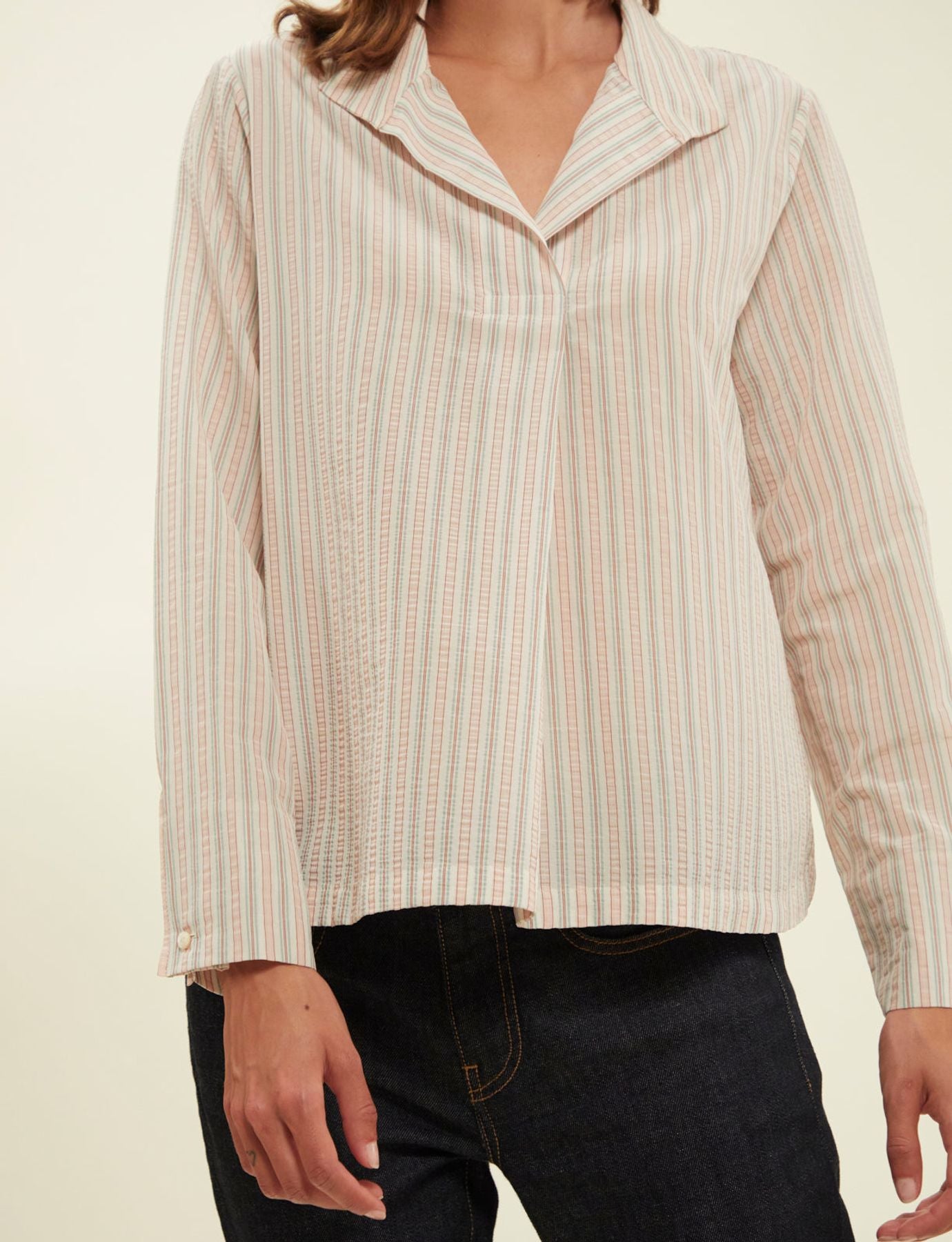 Blusa Noa en crudo con rayas