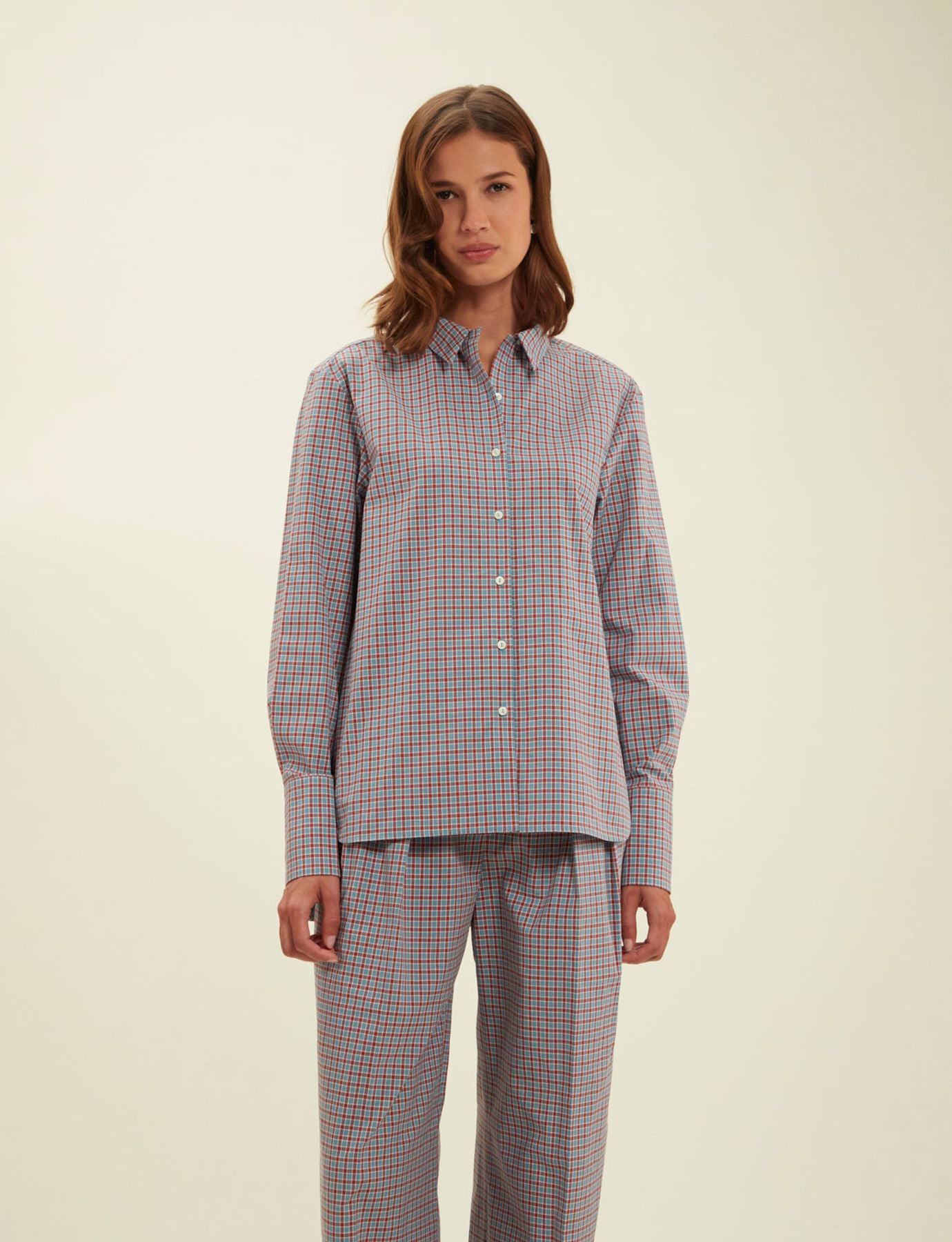 Falco turquoise check shirt