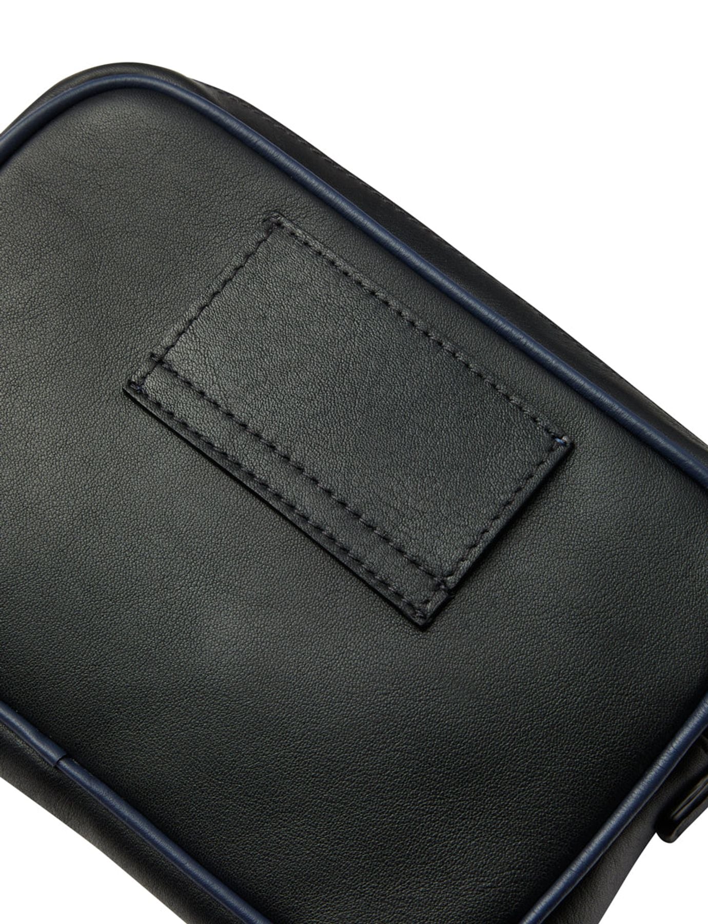Banana Marcia black leather navy blue trim