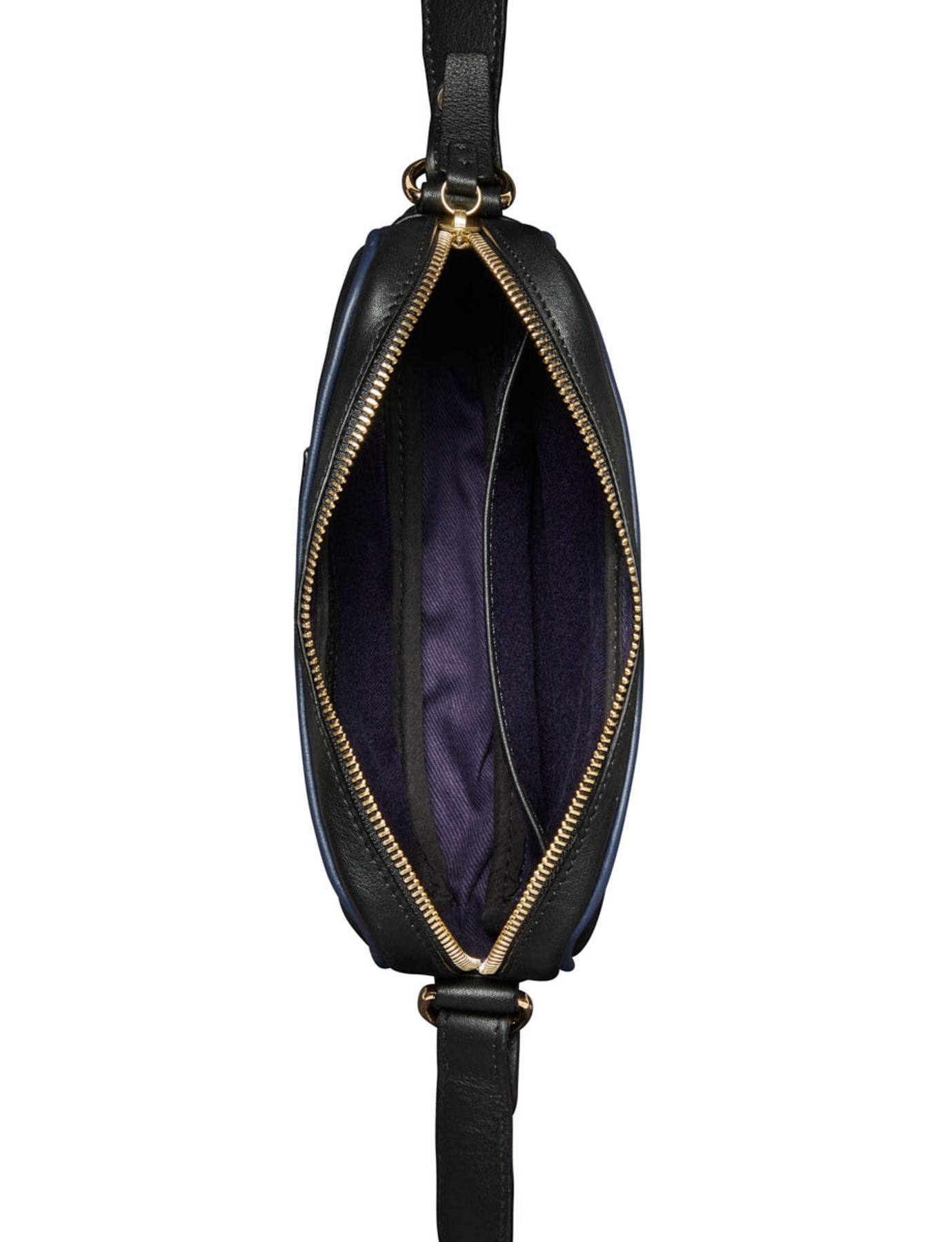 Banana Marcia black leather navy blue trim