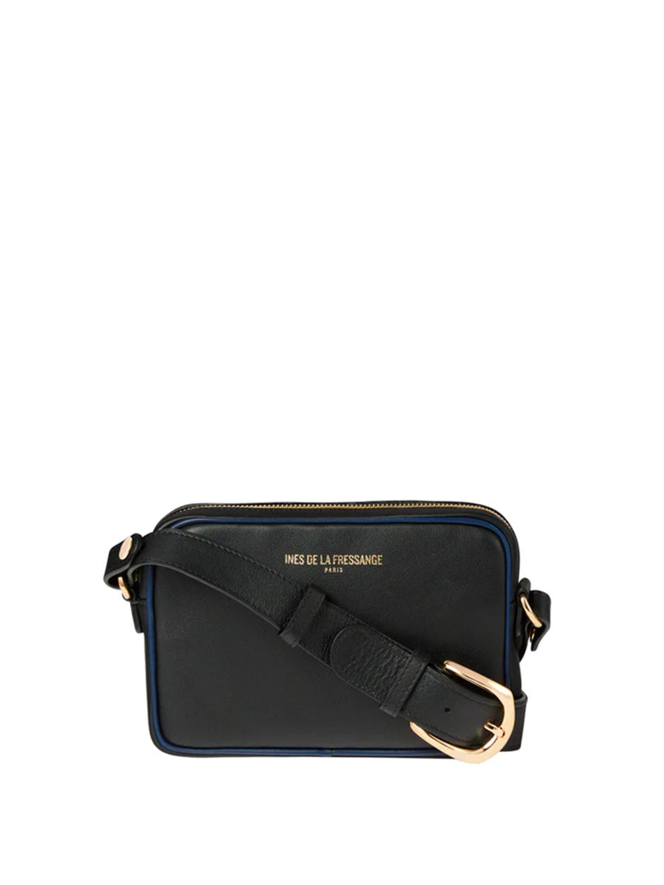Banana Marcia black leather navy blue trim