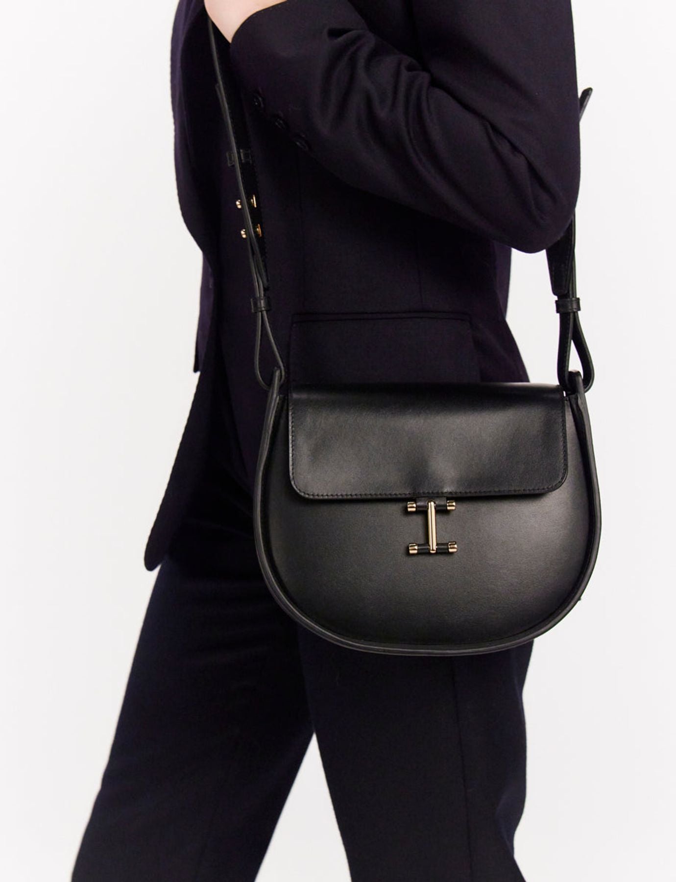 Bolso de piel negro Senda