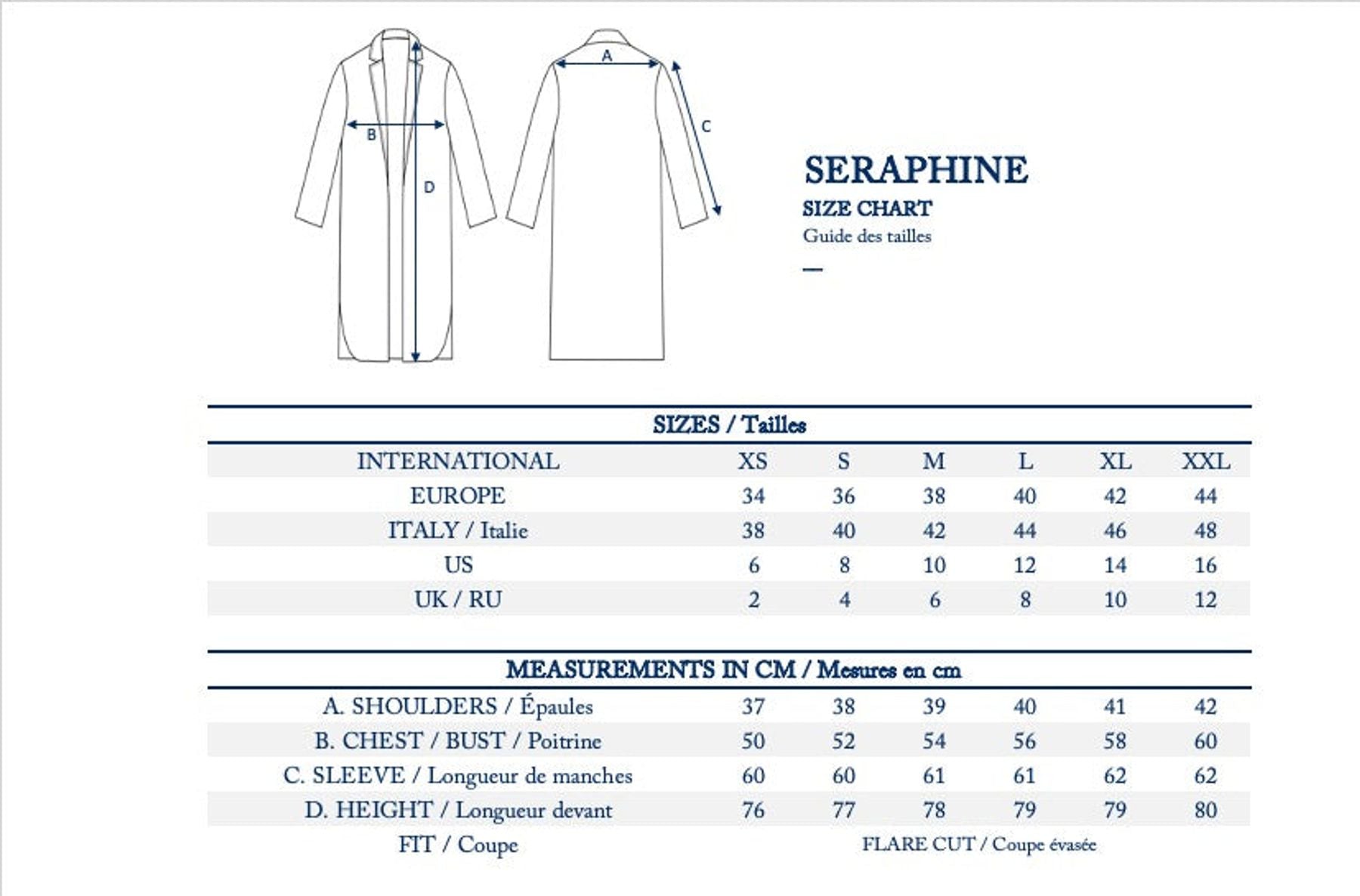 Seraphine dark blue wool-blend pea jacket