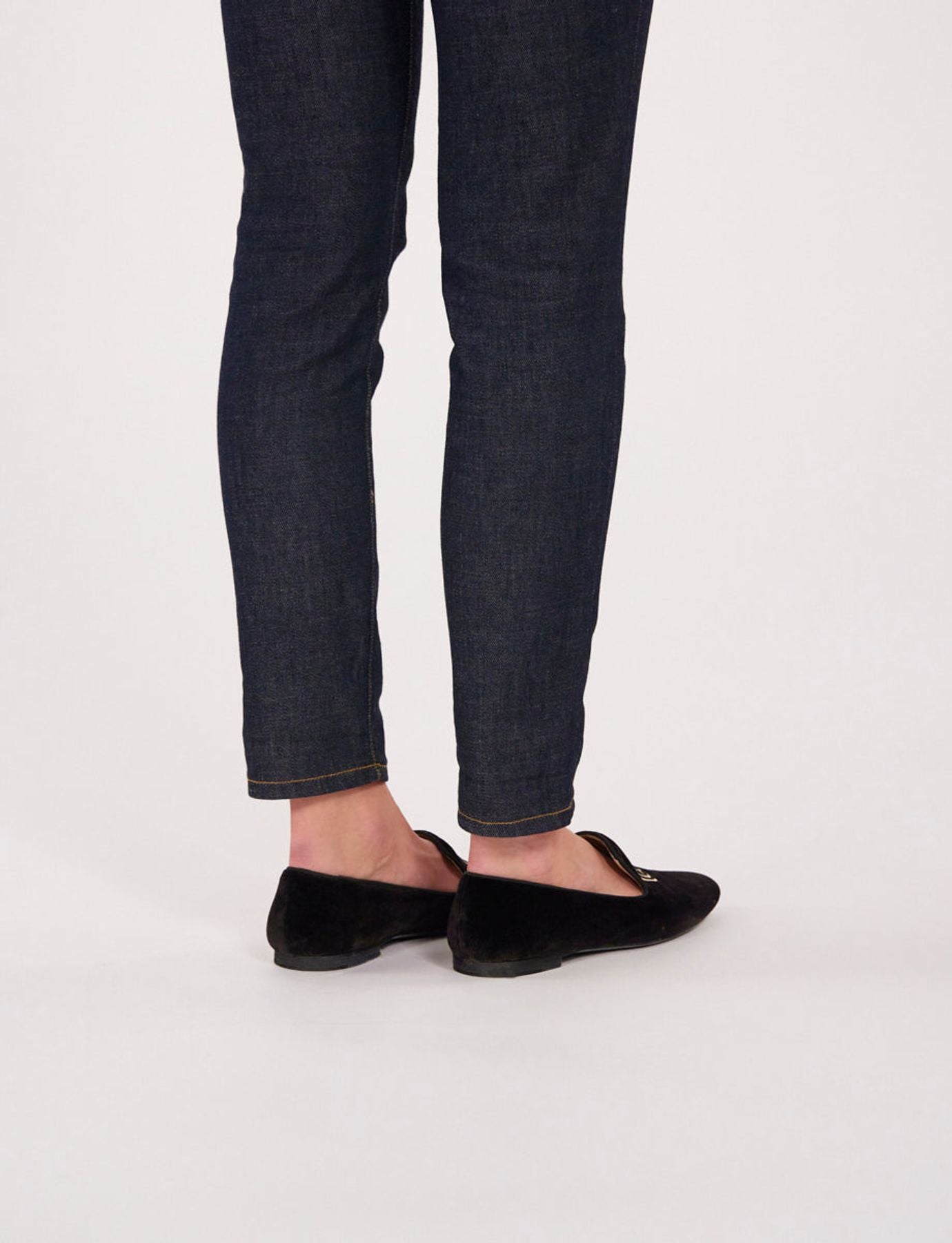 Black embroidered velvet slippers