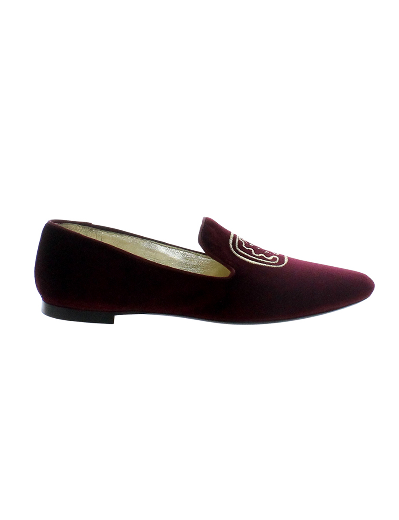 Zapatillas de terciopelo burdeos bordadas