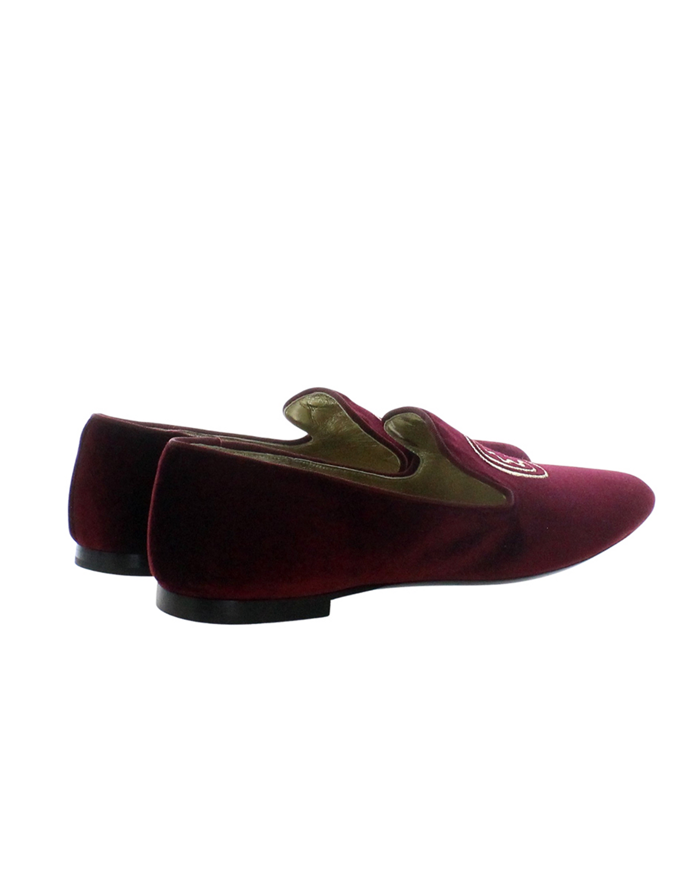 Zapatillas de terciopelo burdeos bordadas