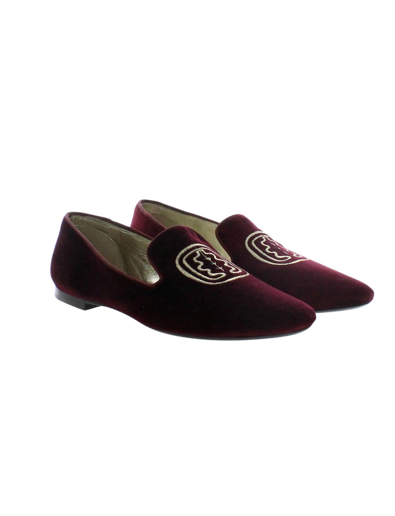 Zapatillas de terciopelo burdeos bordadas