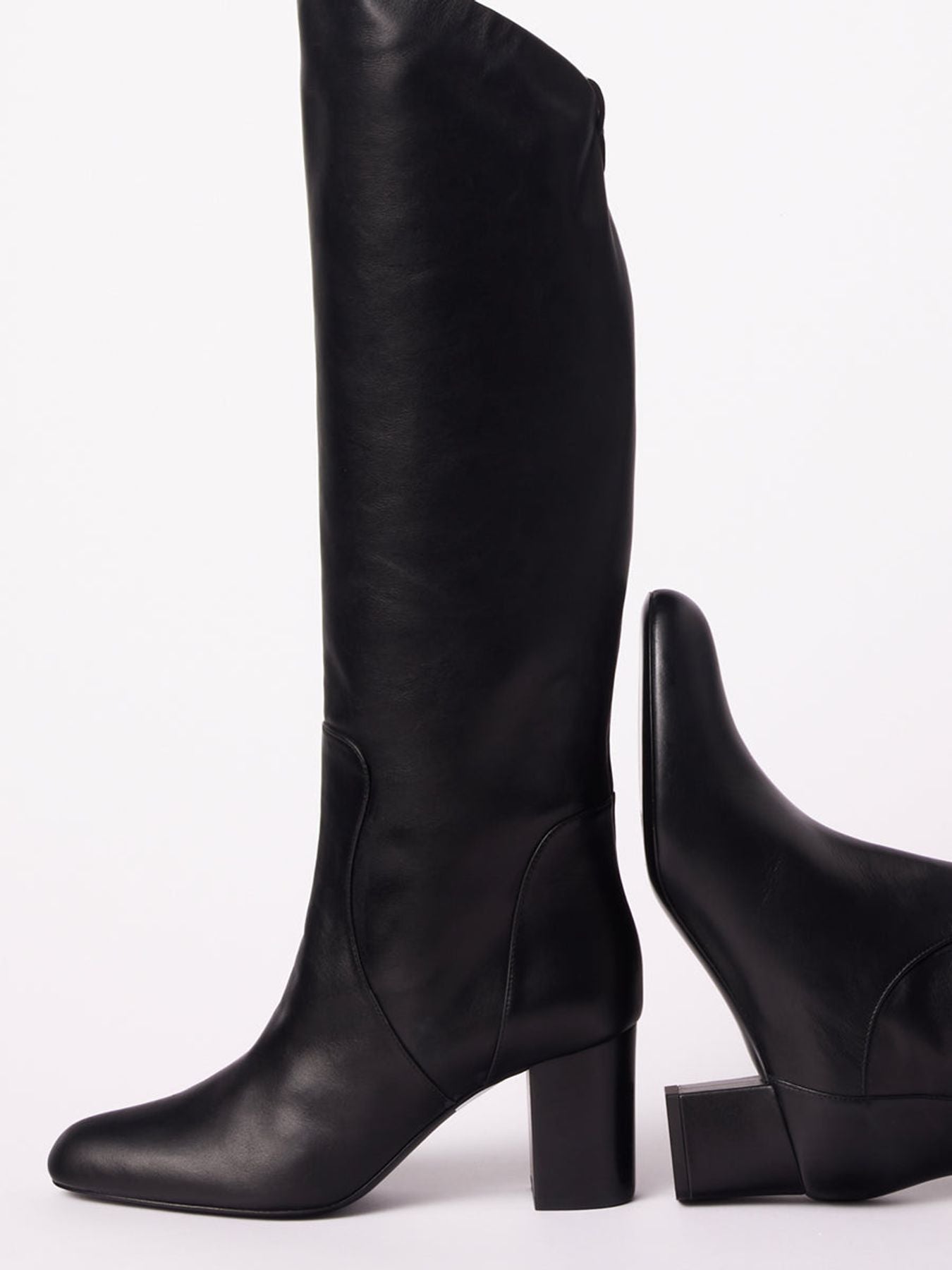 Botas de tacón de cuero negro