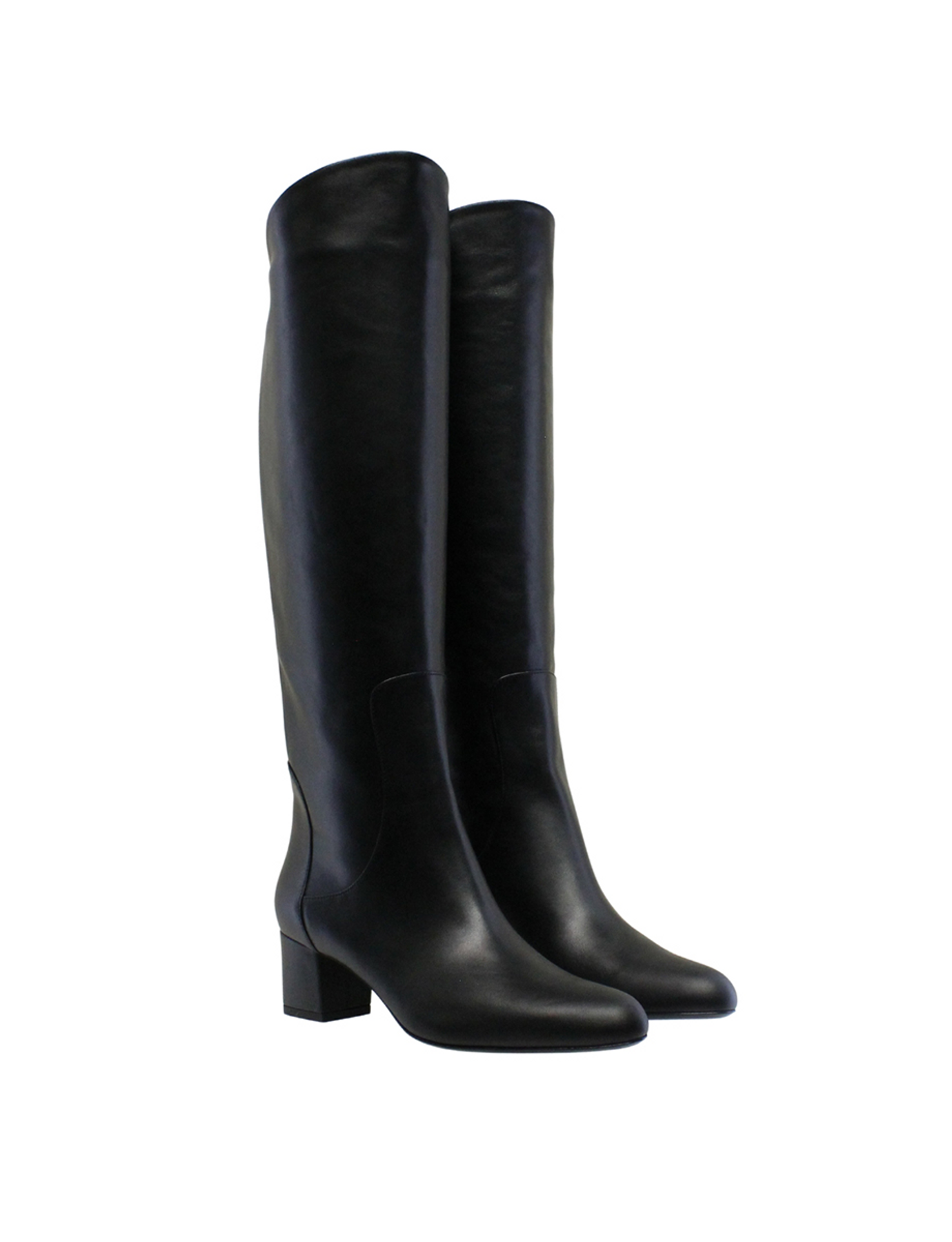 Botas de tacón de cuero negro