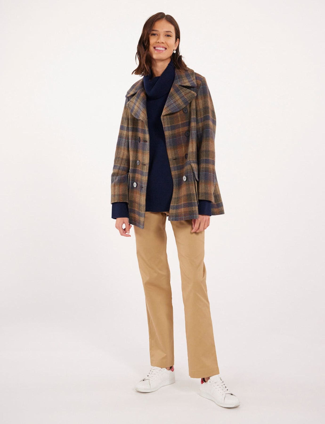 Chaqueta de cuadros caqui Séraphine