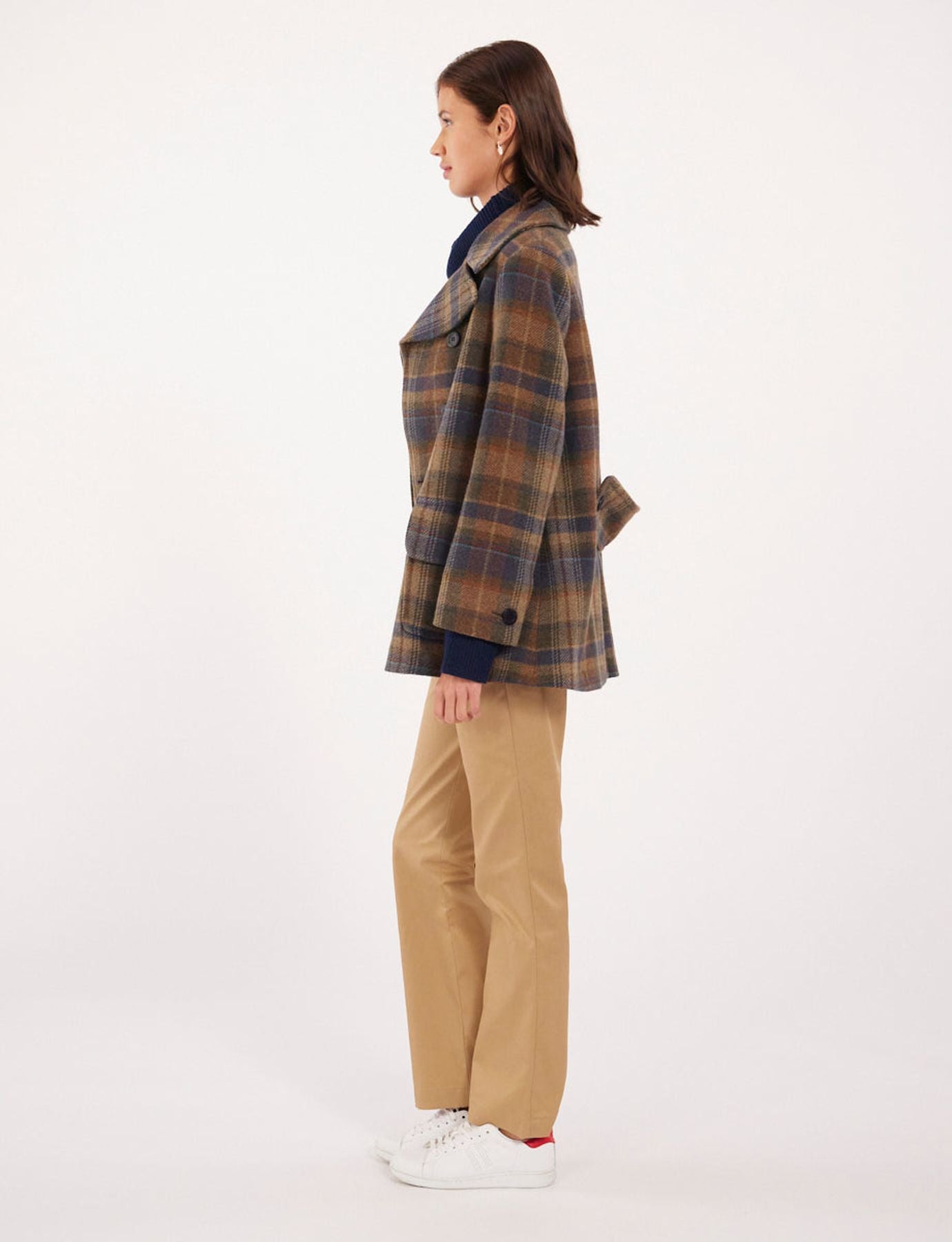 Chaqueta de cuadros caqui Séraphine