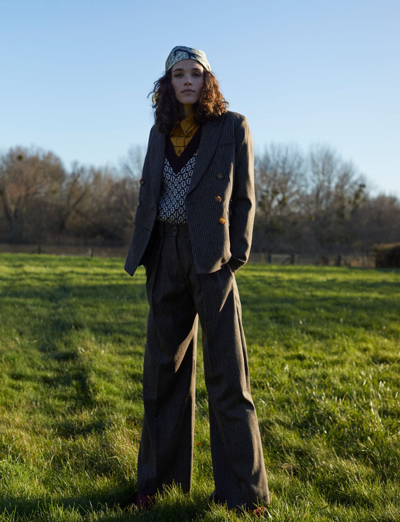 Pantalón Marlène de rayas marrones