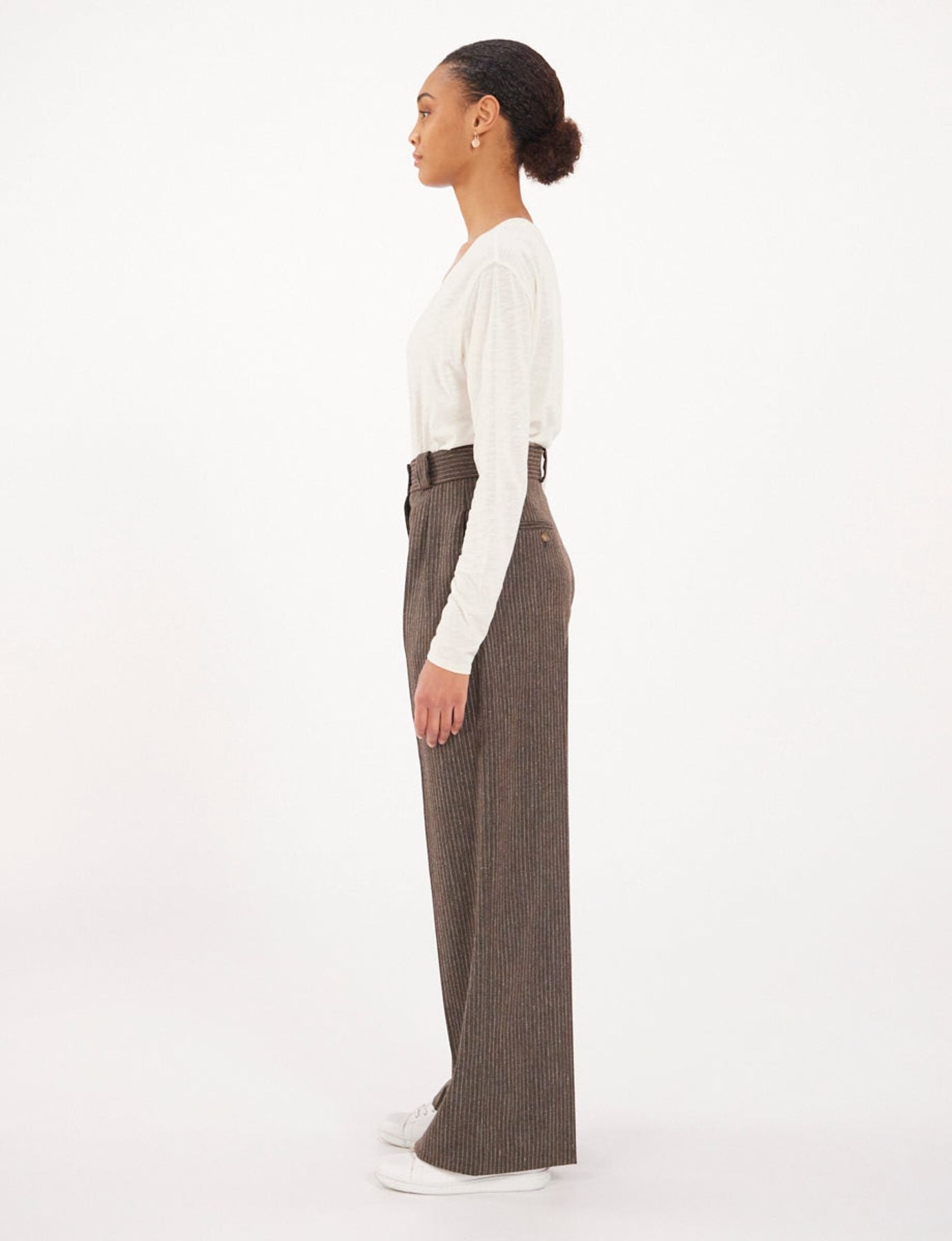 Pantalón Marlène de rayas marrones