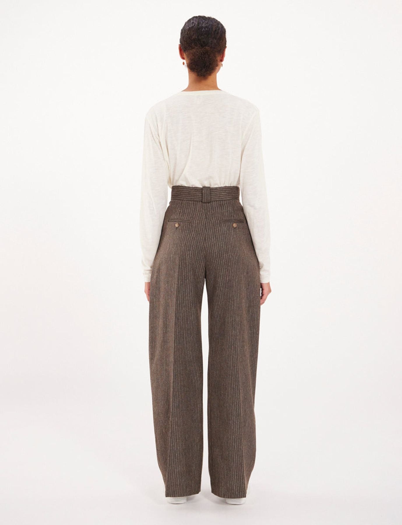Pantalón Marlène de rayas marrones