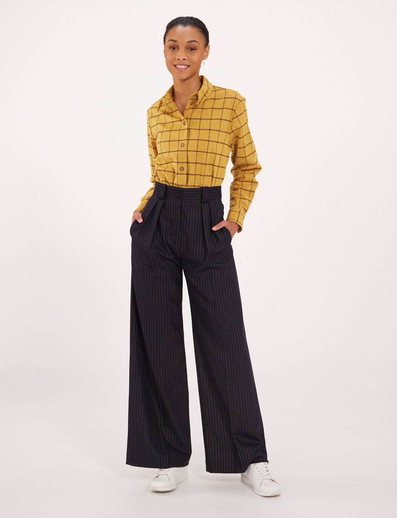 Marlène pantalón a rayas azul noche