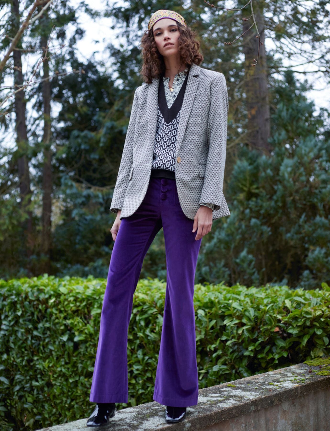 Pantalones de terciopelo morado Charlotte