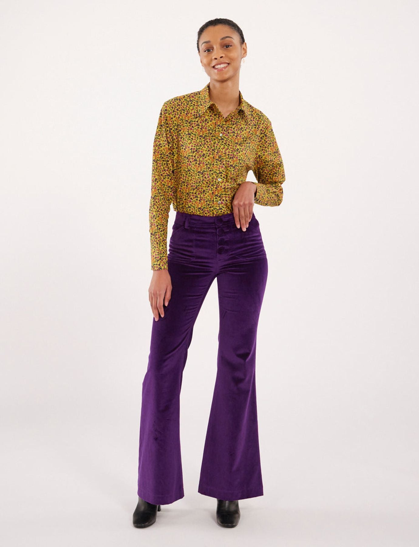Pantalones de terciopelo morado Charlotte