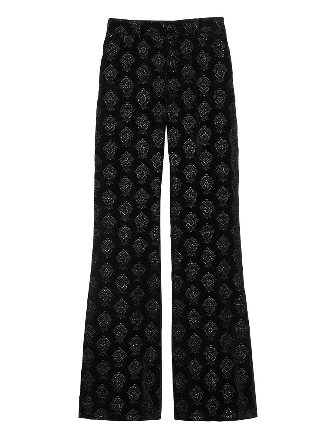 Pantalón Charlotte bordado en terciopelo negro