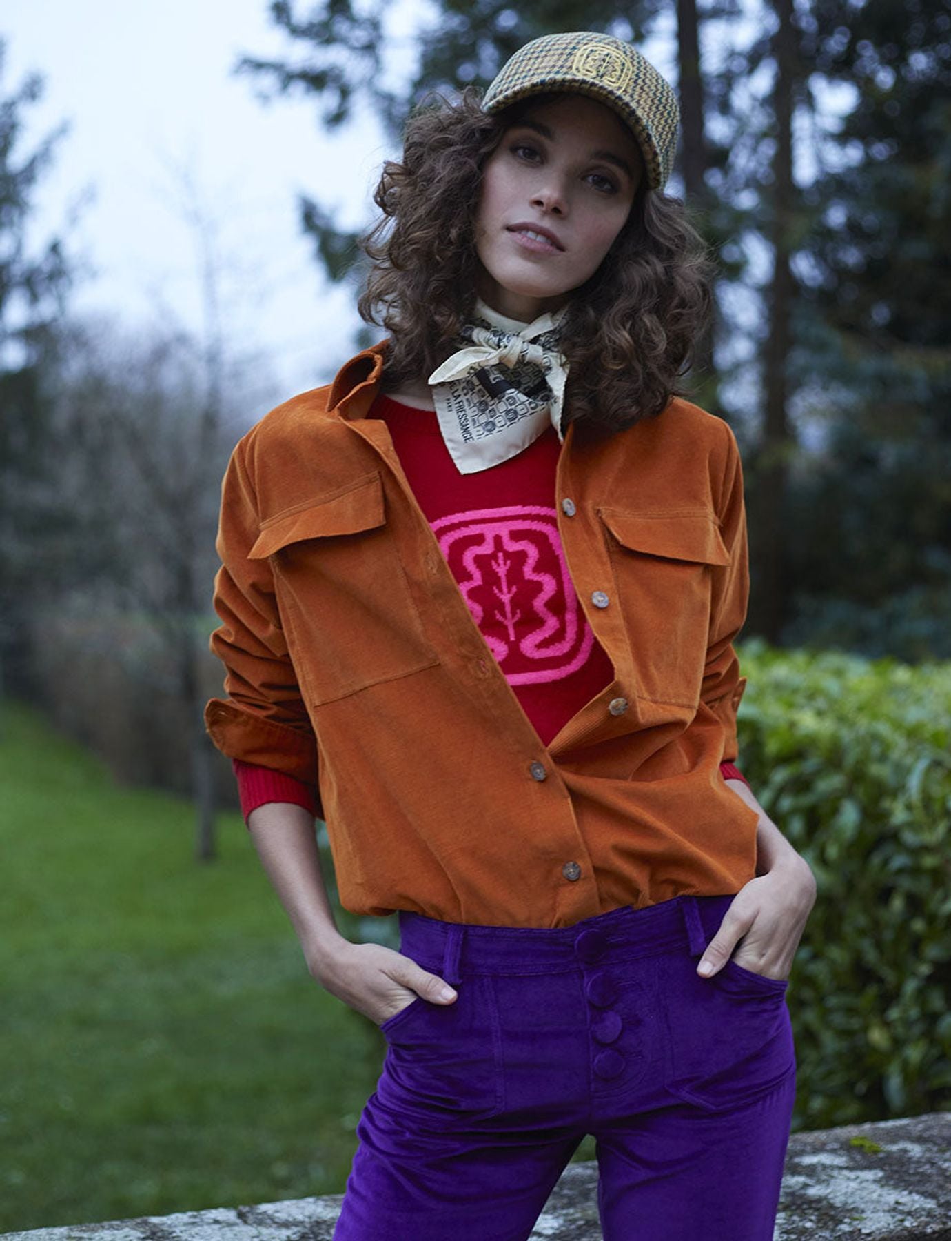 Chandler orange velvet shirt