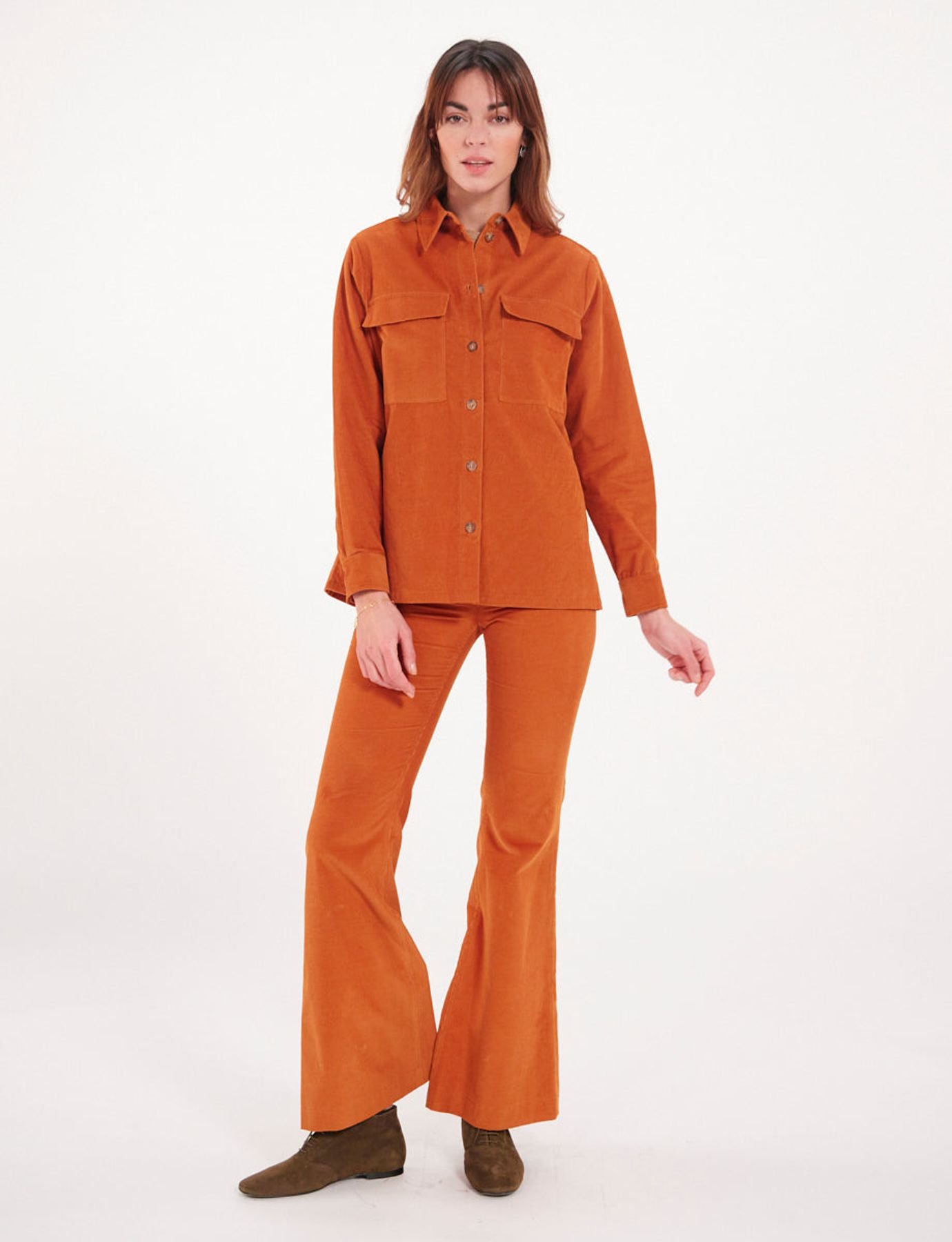 Chandler orange velvet shirt