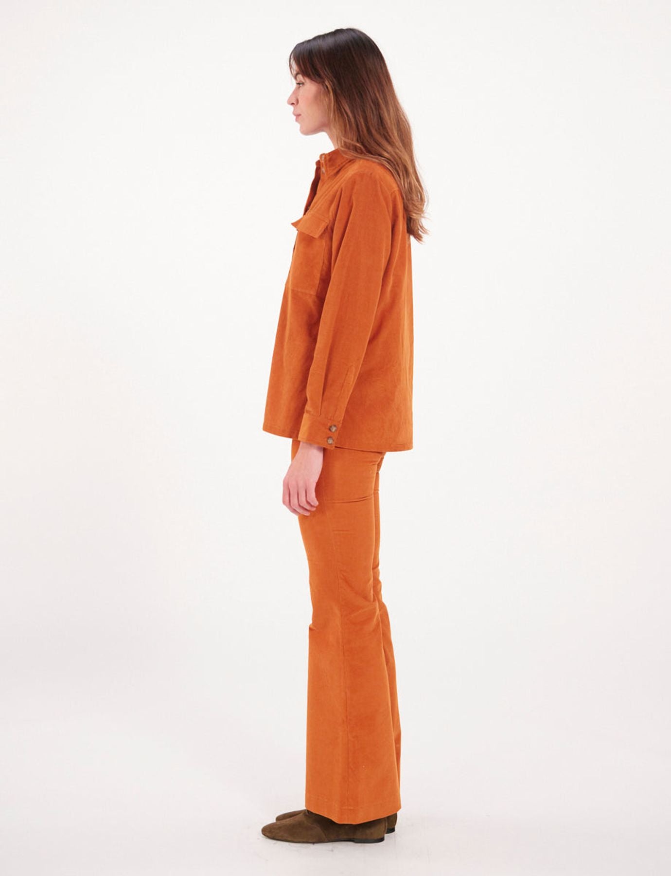 Chandler orange velvet shirt