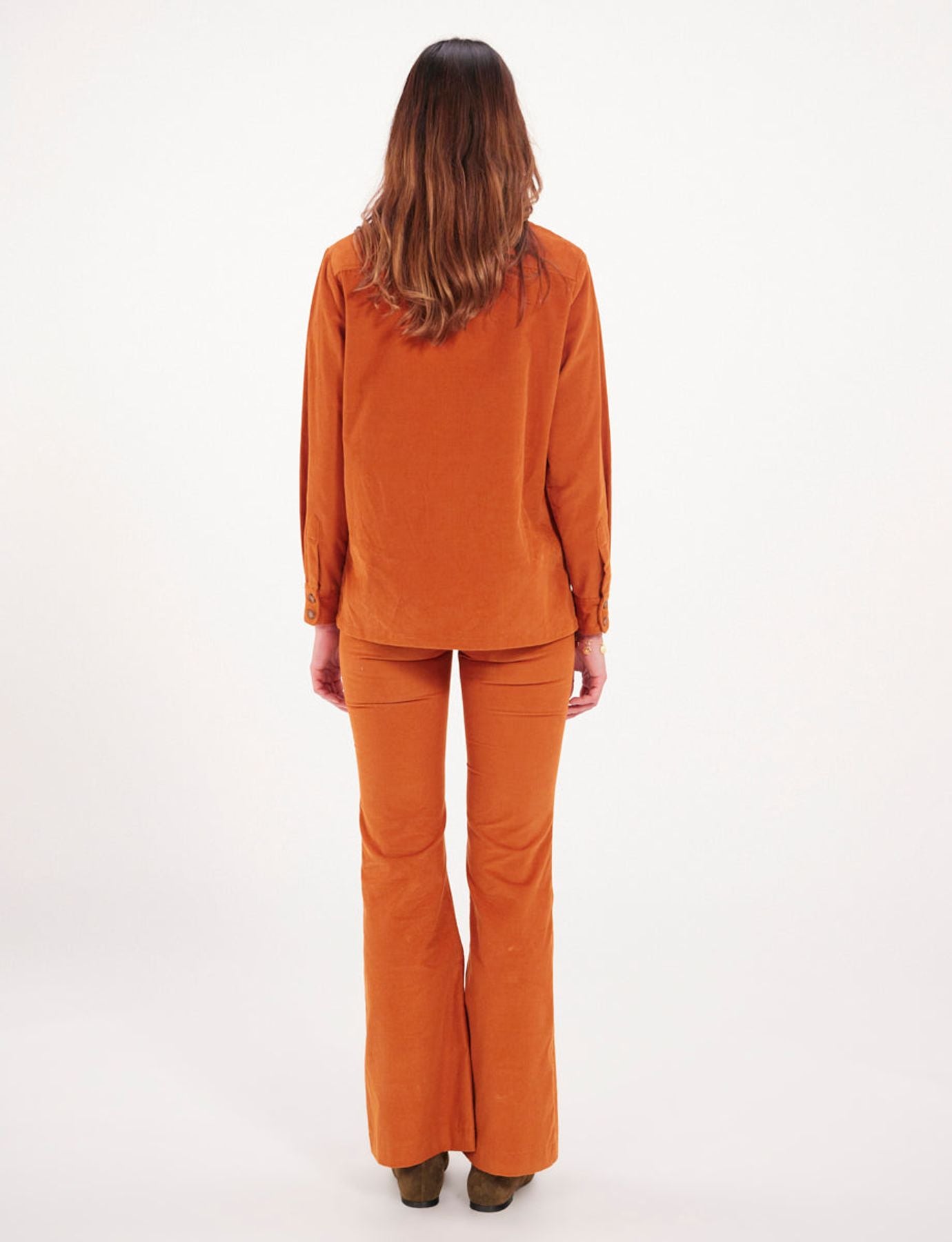 Chandler orange velvet shirt