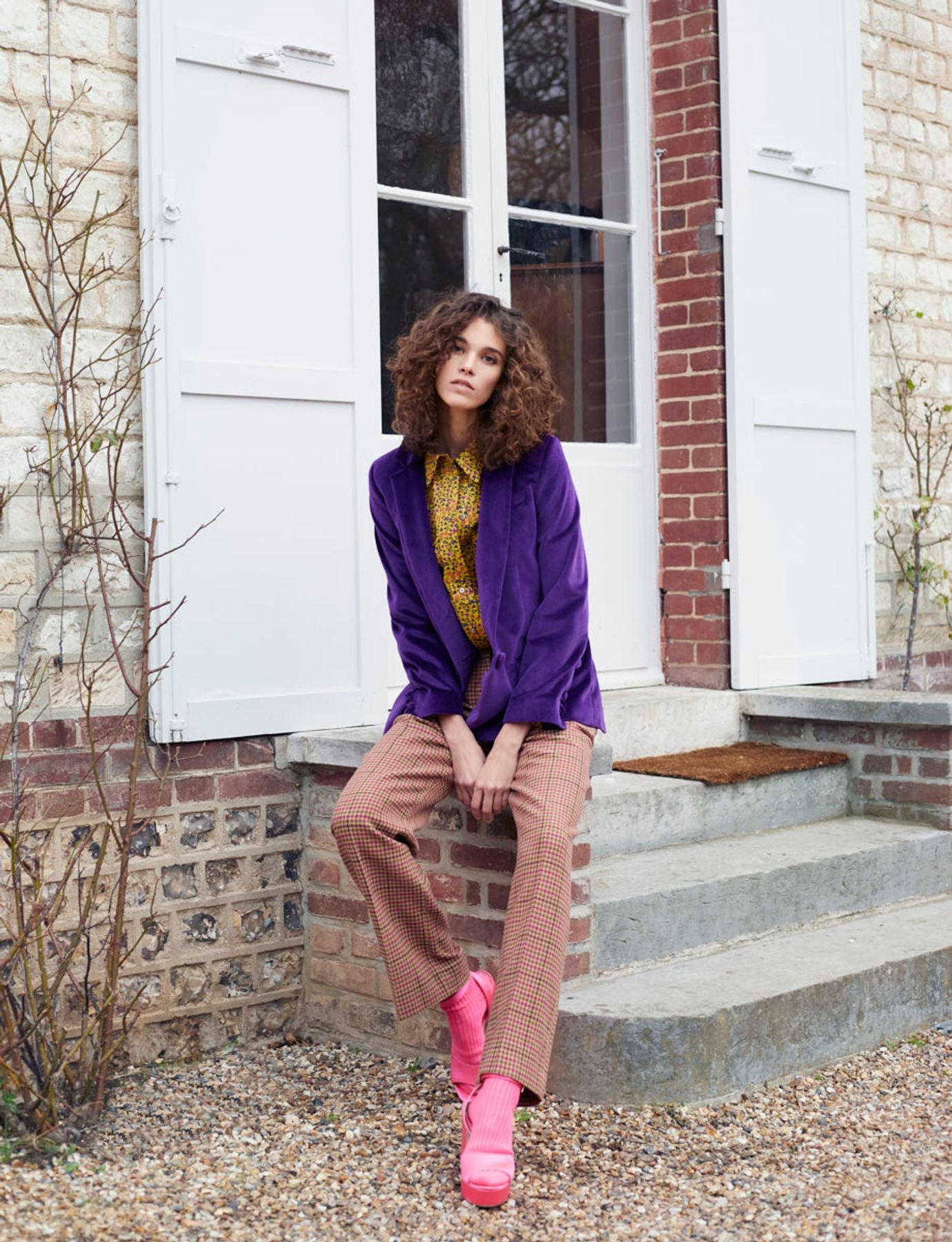 Chaqueta de terciopelo morado Bruna