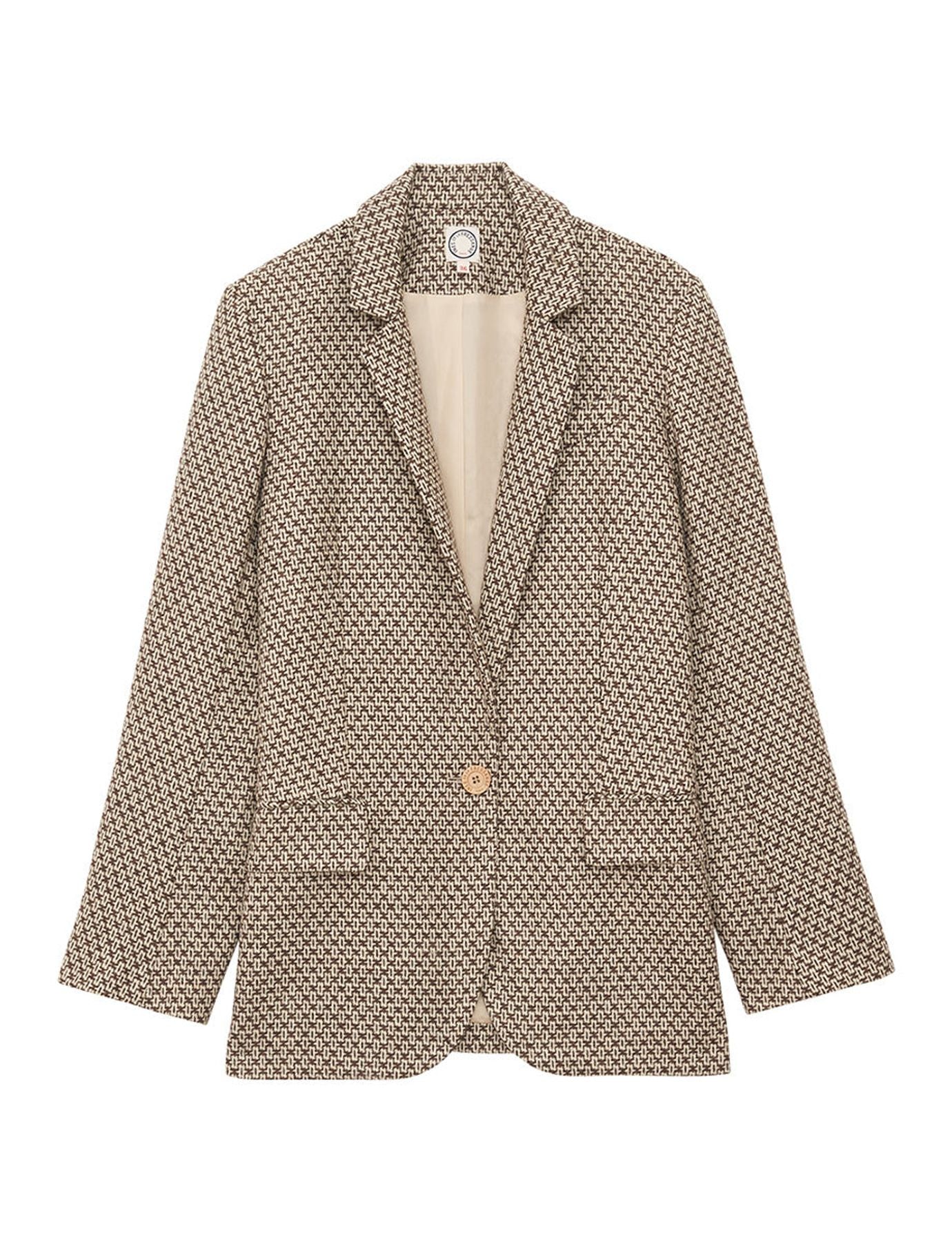 Chaqueta de lana marrón/crudo Bruna