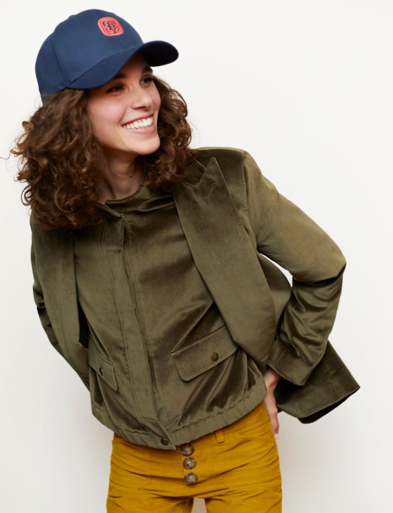 Chaqueta de terciopelo caqui Dino