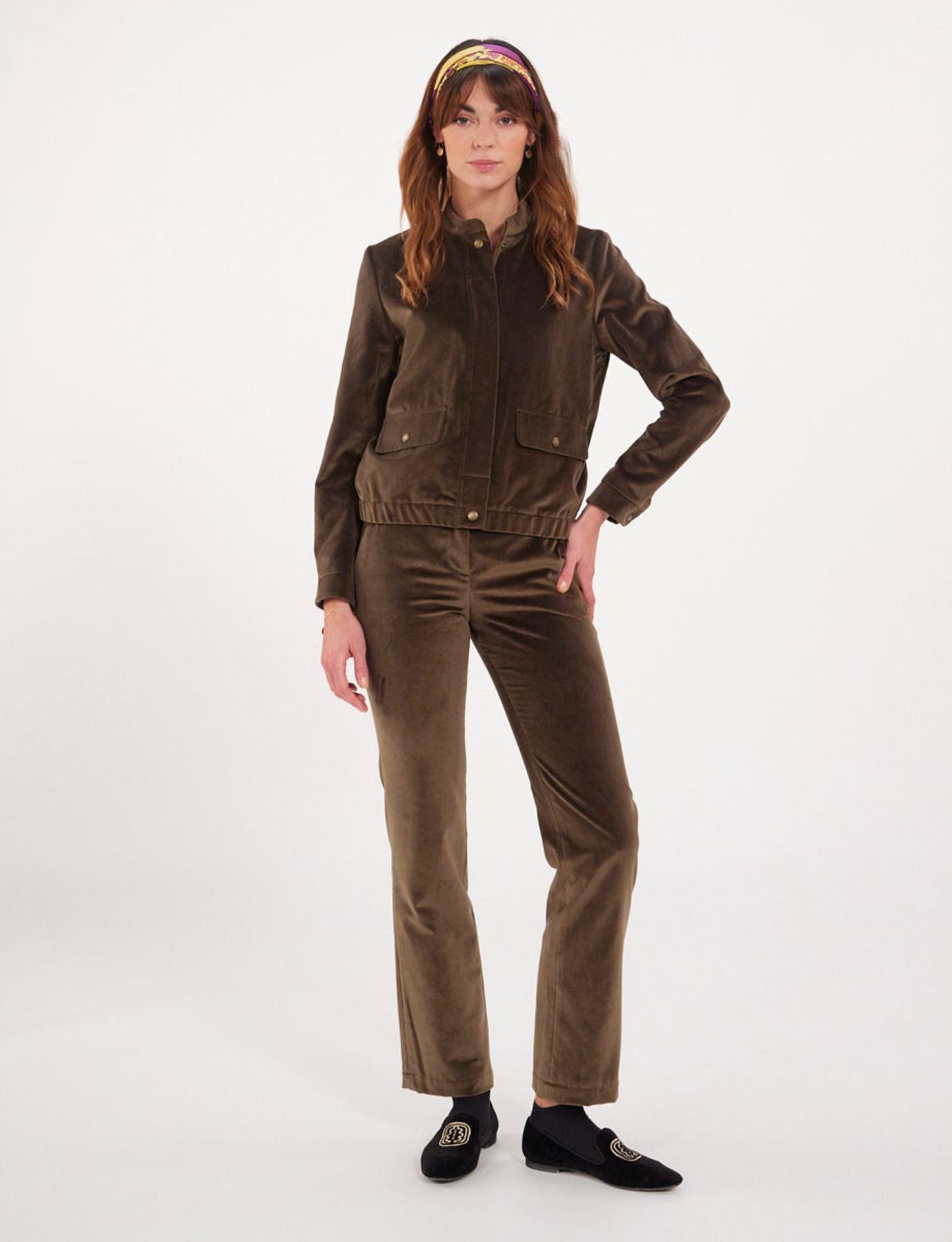 Chaqueta de terciopelo caqui Dino