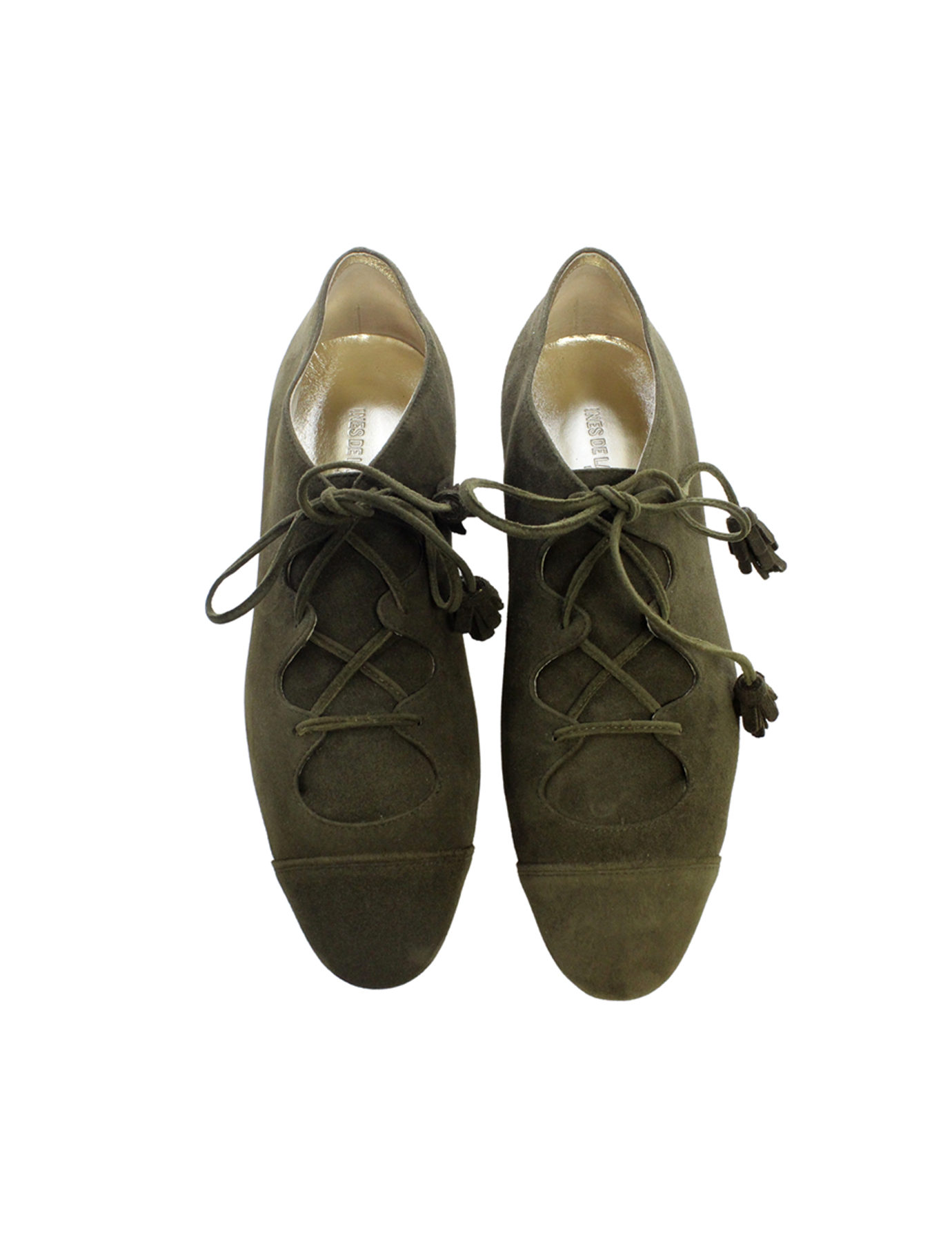 Ghillies in khaki suede